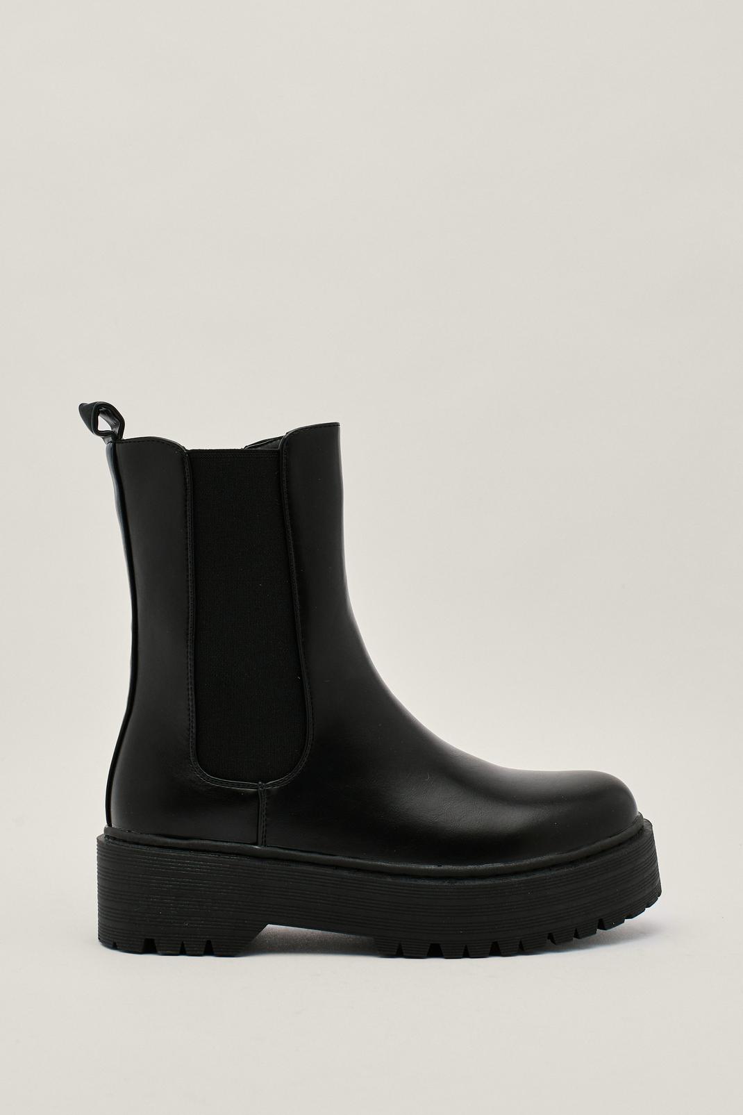 105 Faux Leather Flatform Chelsea Boots image number 2