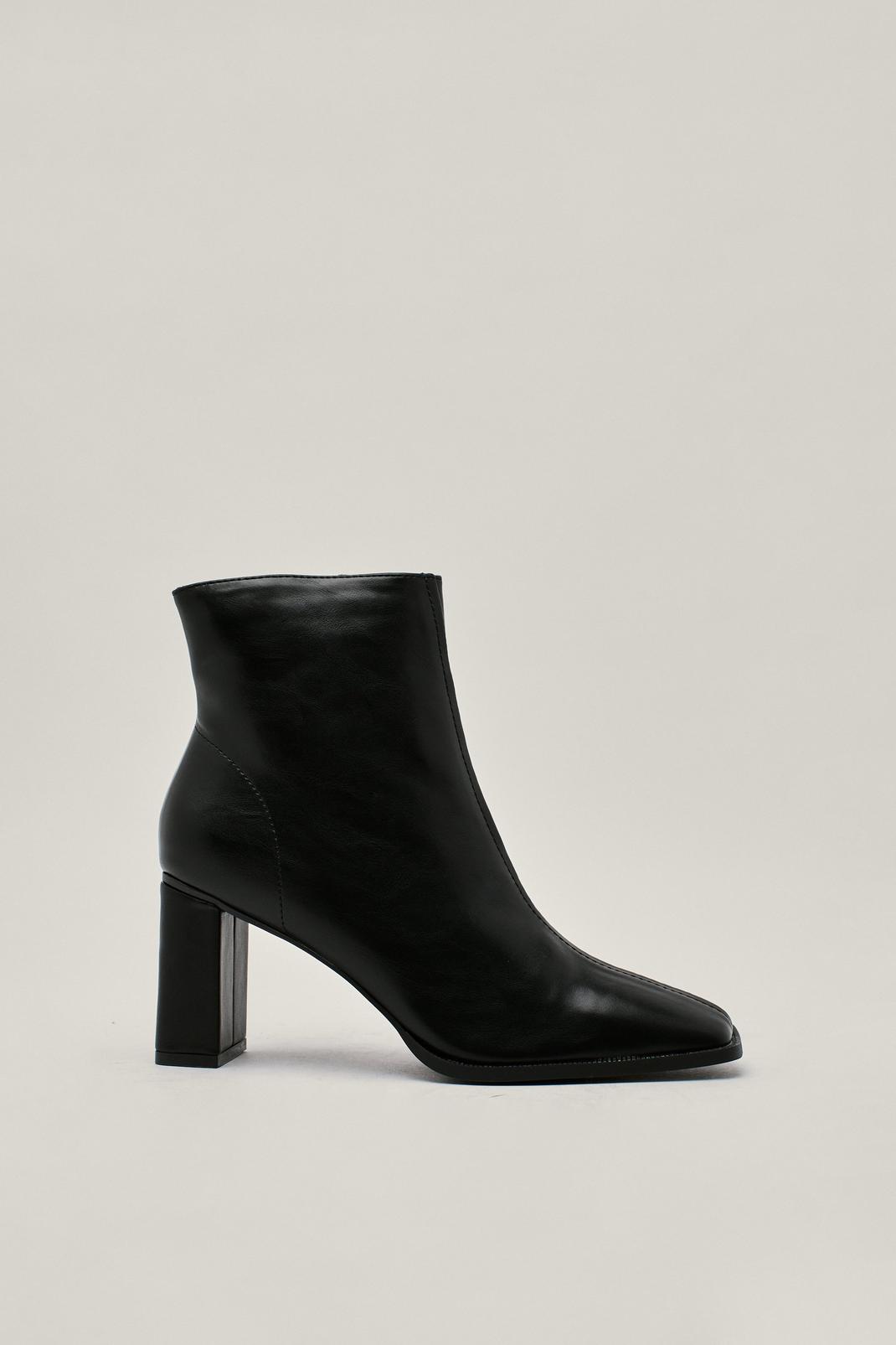 Black Faux Leather Sleek Ankle Boot image number 1