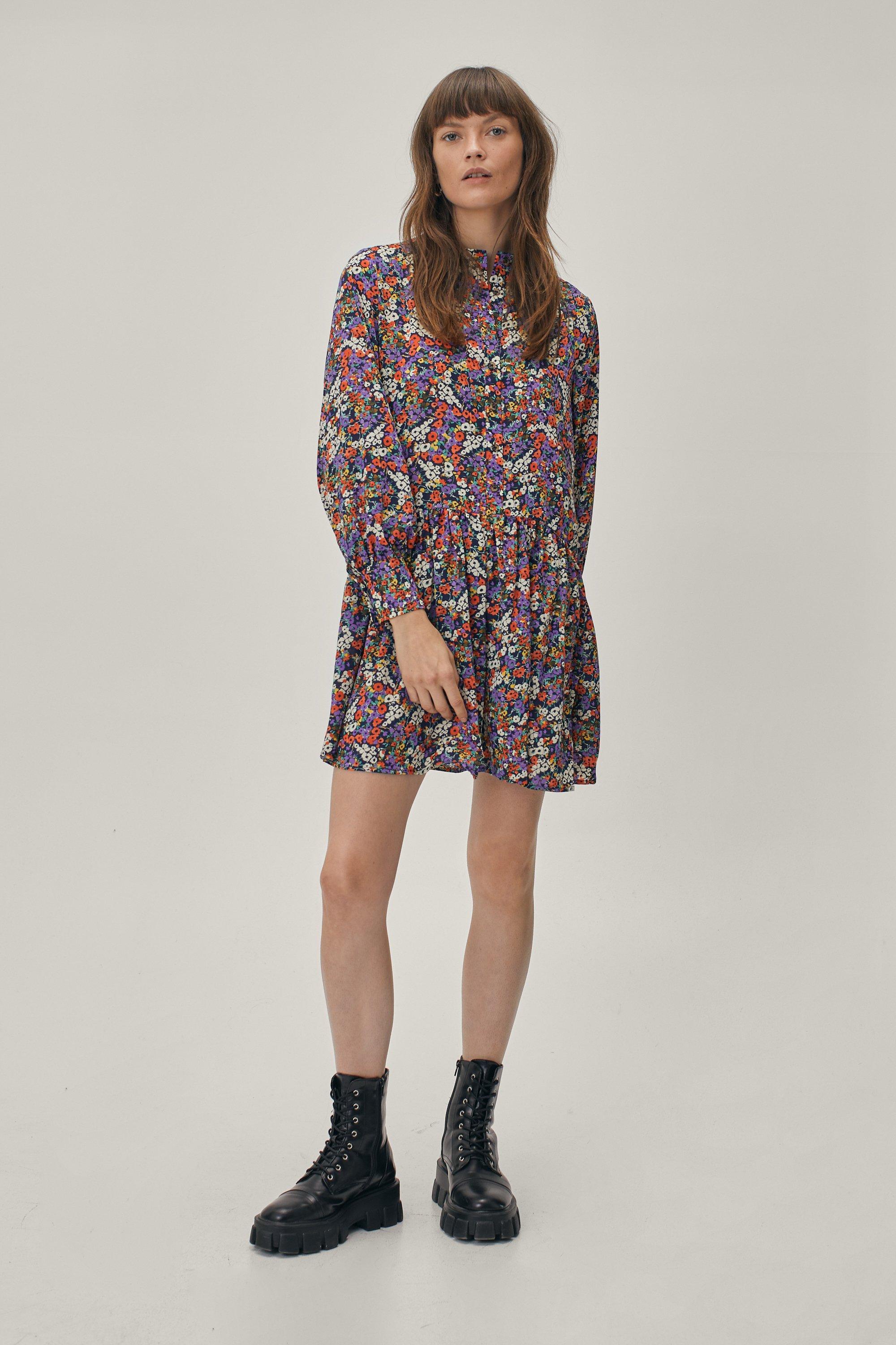 printed shirt dress trf