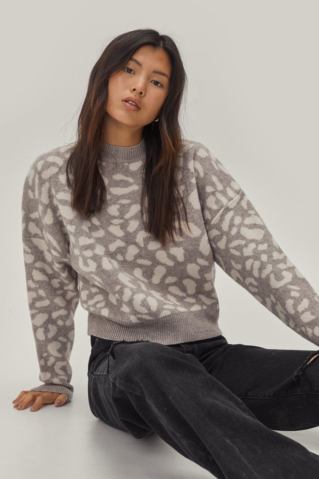 124 Cosy Animal Print Knit Jumper image number 1