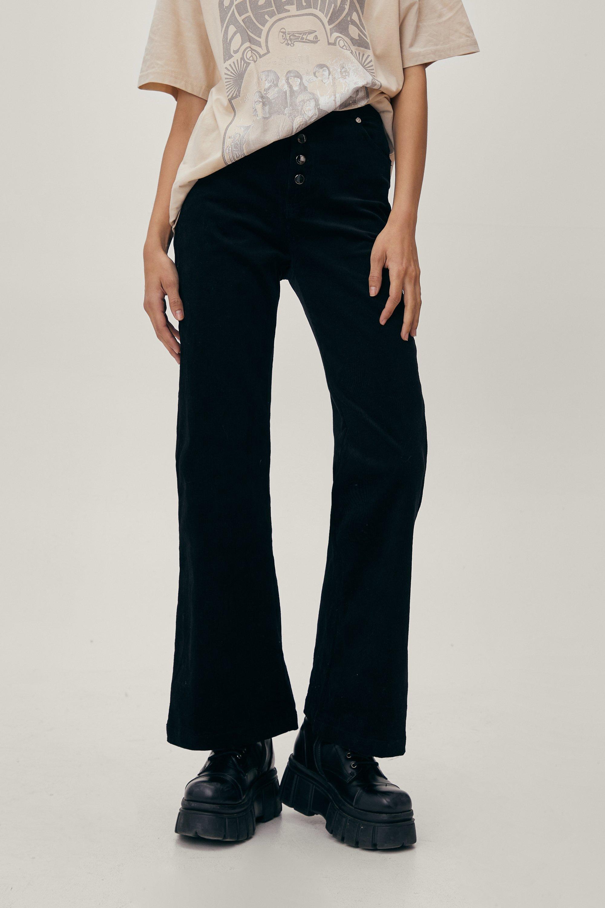 Corduroy High Waisted Flared Star Bum Pants