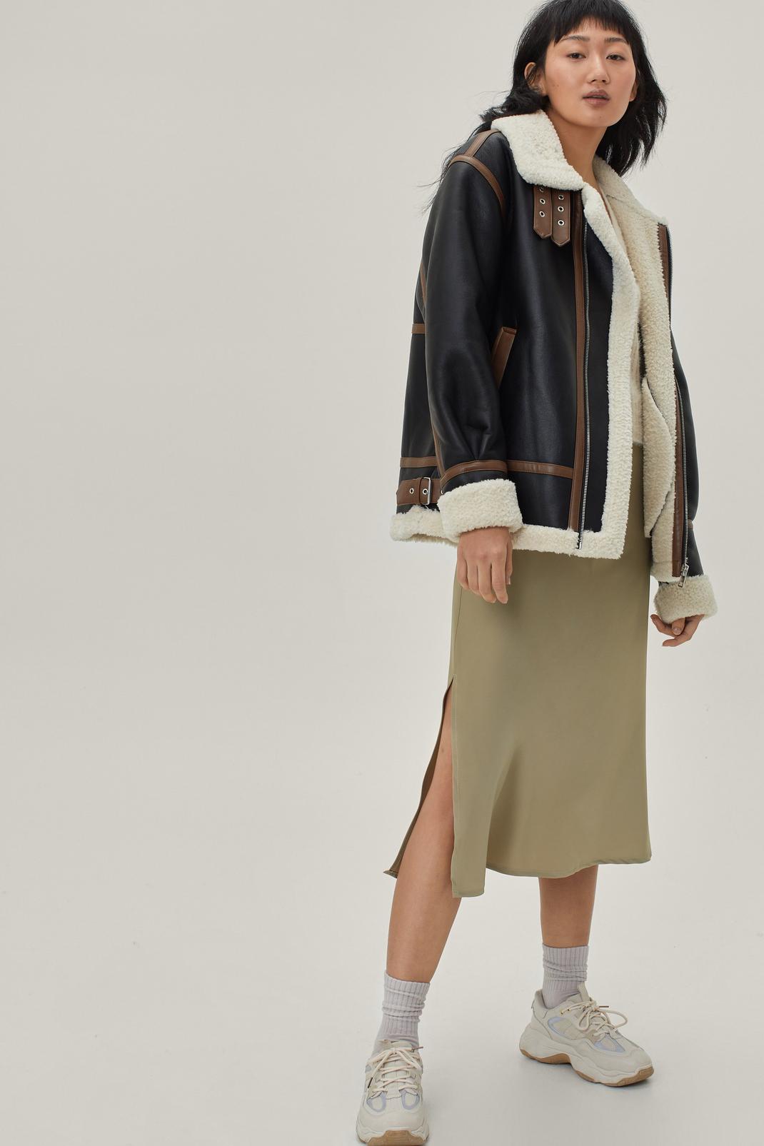 Pistachio Satin Split Side Midi Skirt image number 1