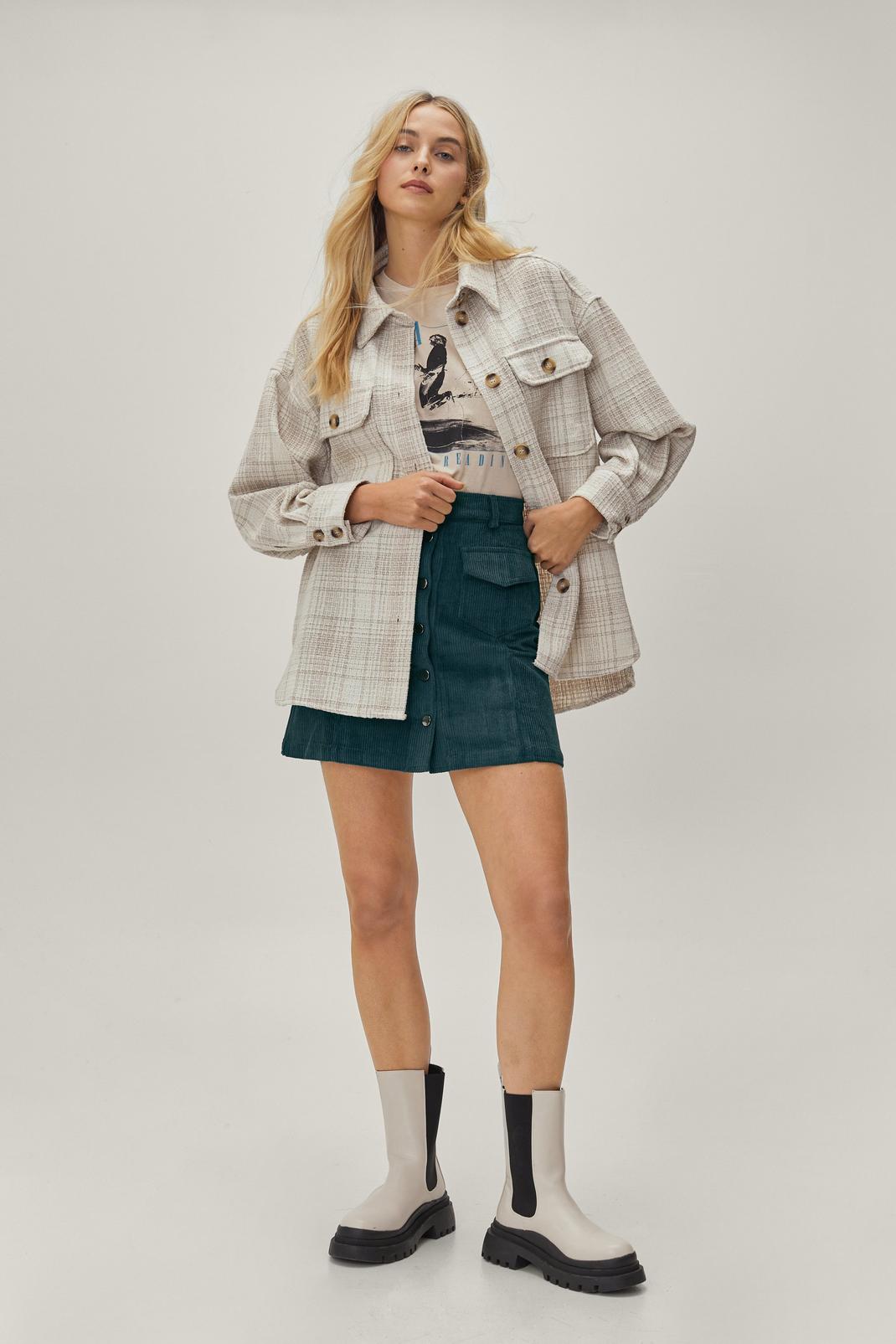 130 Corduroy Button Down High Waisted Mini Skirt image number 2