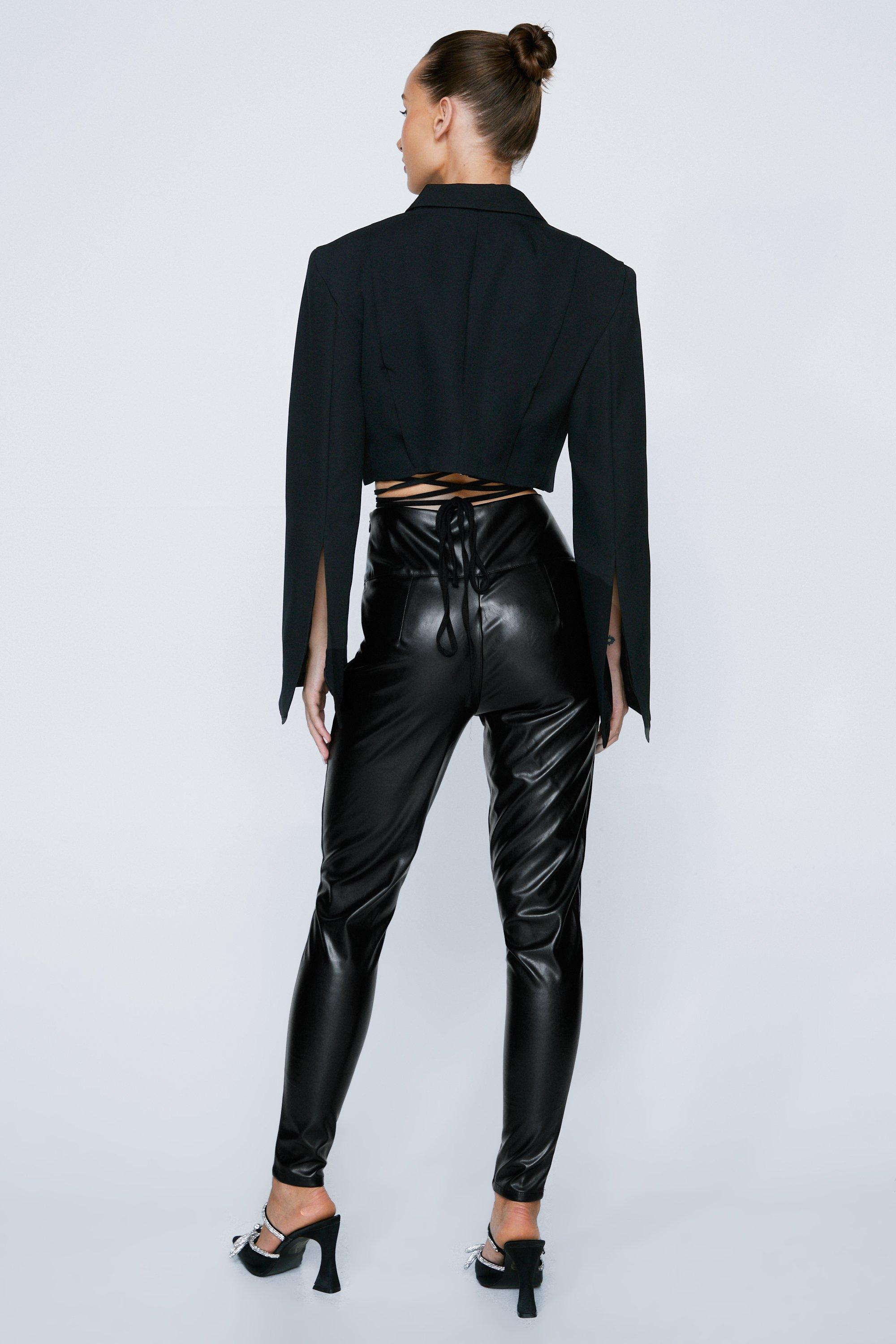 Ankle grazer leather hot sale trousers