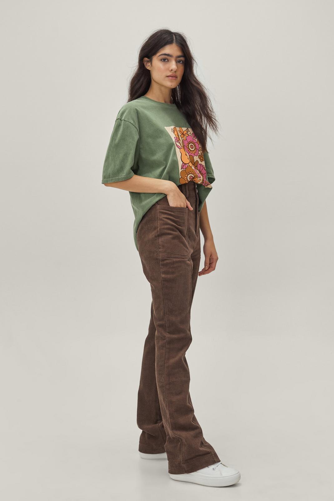 186 Panelled Cut Corduroy Flared Pants image number 2