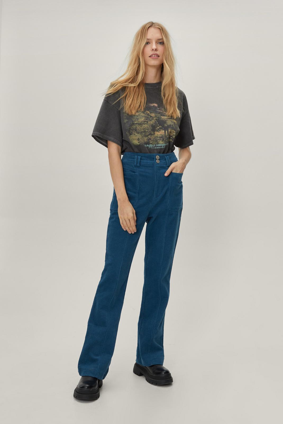 168 Panelled Cut Corduroy Flare Pants image number 2