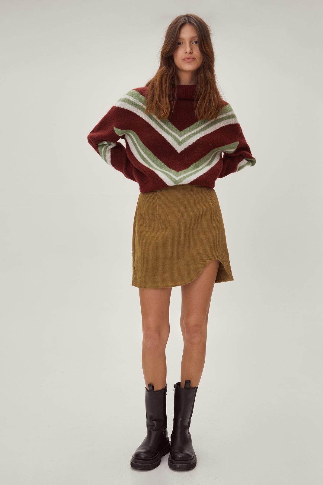 151 Cord Curved Hem Mini Skirt image number 2