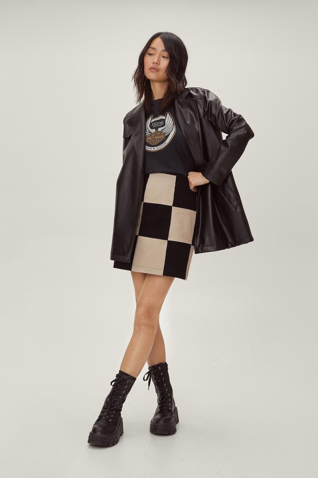 103 Checkerboard Corduroy Mini Skirt image number 2