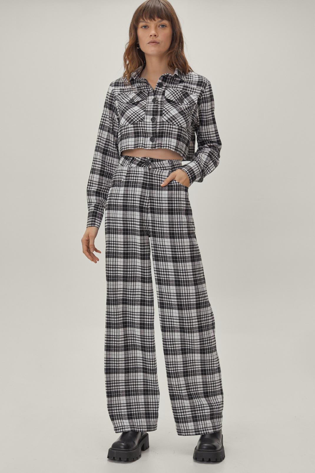 Monochrome Check Coord Wide Leg Pants image number 1