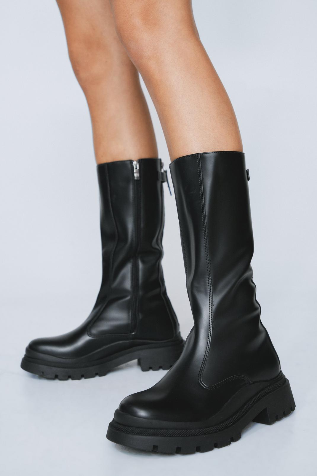 105 Zip Down Mid Rise Faux Leather Boots image number 2