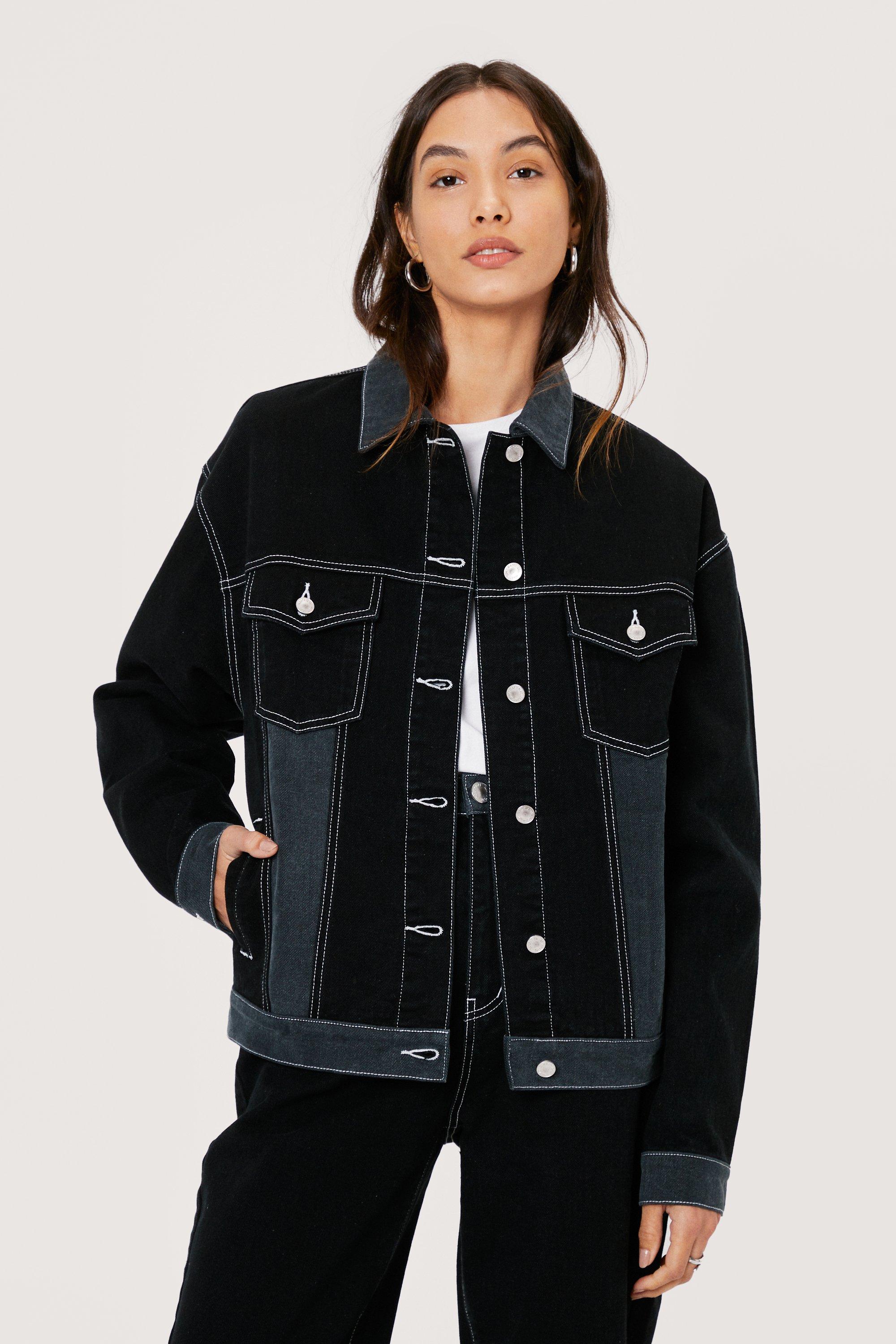 Contrast Stitch Oversized Denim Jacket | Nasty Gal