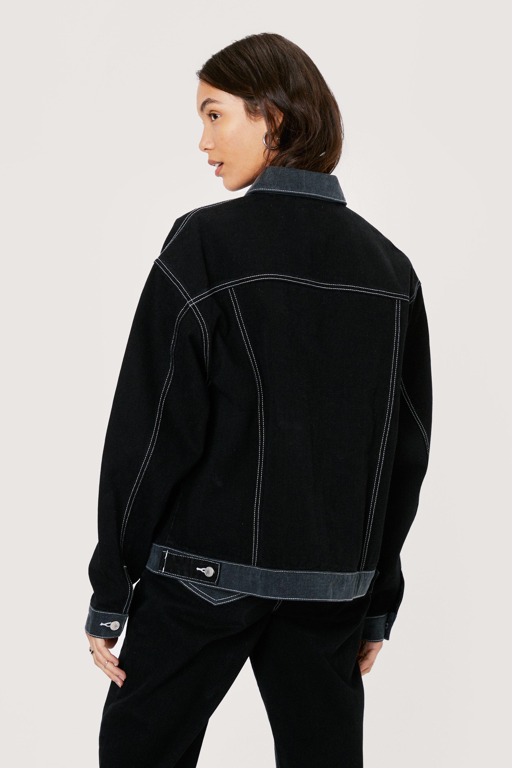 Contrast stitch denim jacket mens store