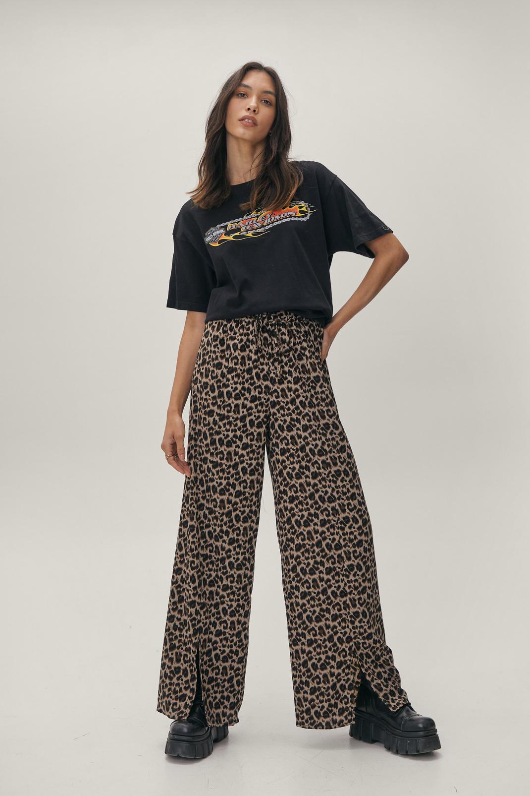 Neutral Animal Print Wide Leg Trouser image number 1