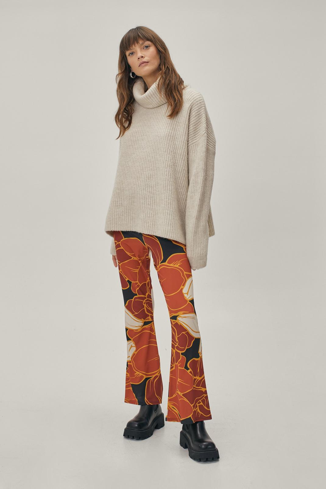 208 Printed Jersey Skinny Flare Pants image number 1