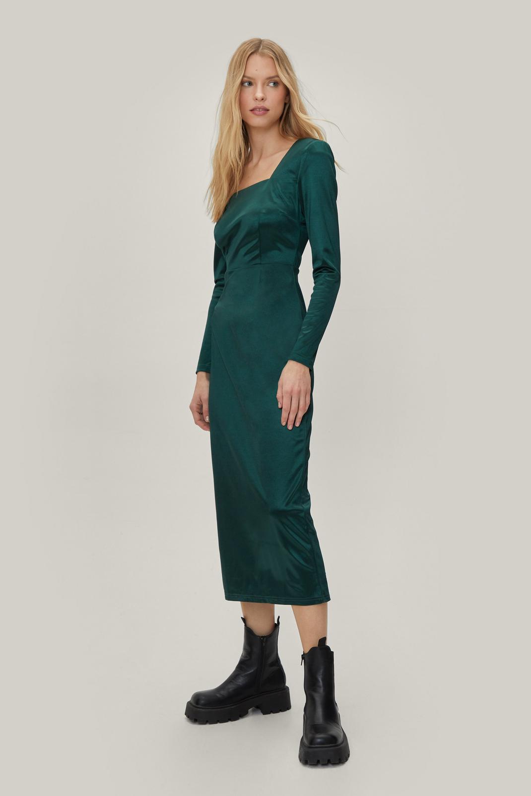 572 Square Neck Structured Jersey Midi Dress image number 1
