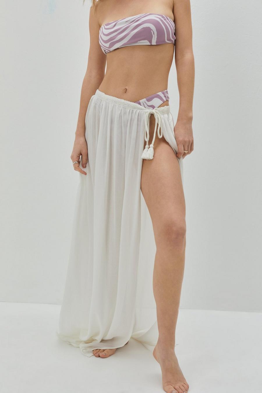 Crinkle Viscose Beach Cover Up Maxi Skirt