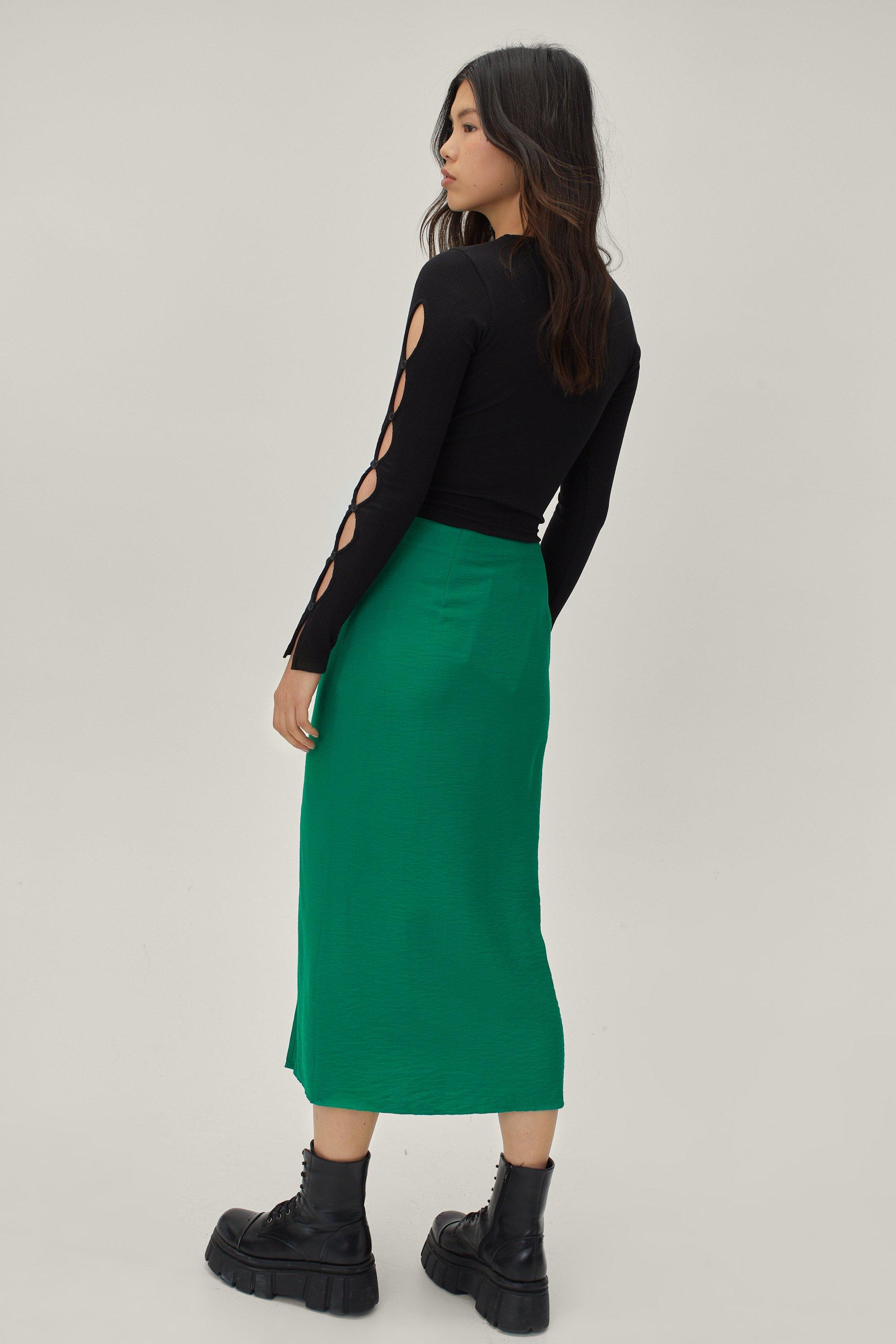 Green midi 2024 skirt nasty gal