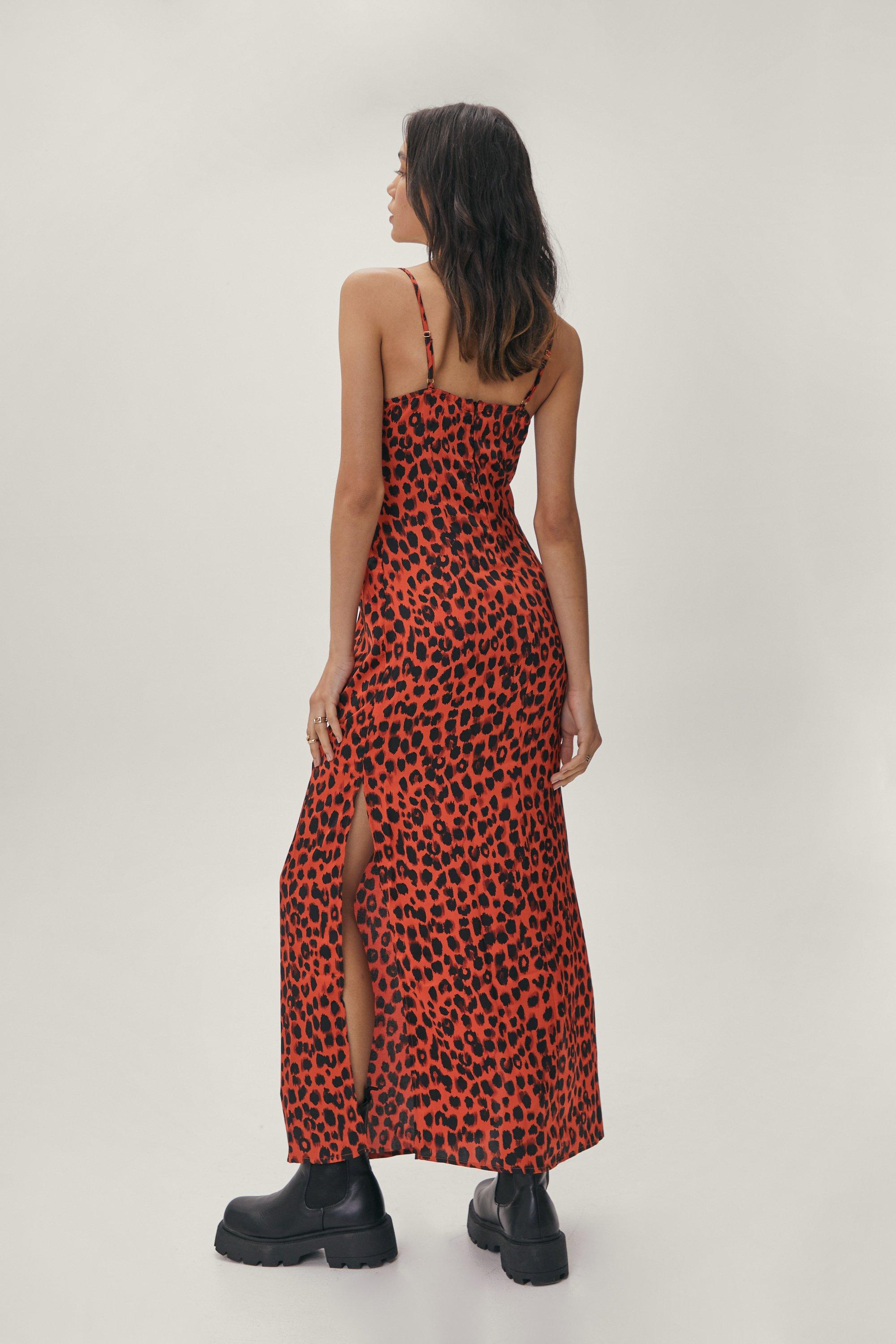 Animal Print Twist Front O Ring Strappy Maxi Dress Nasty Gal