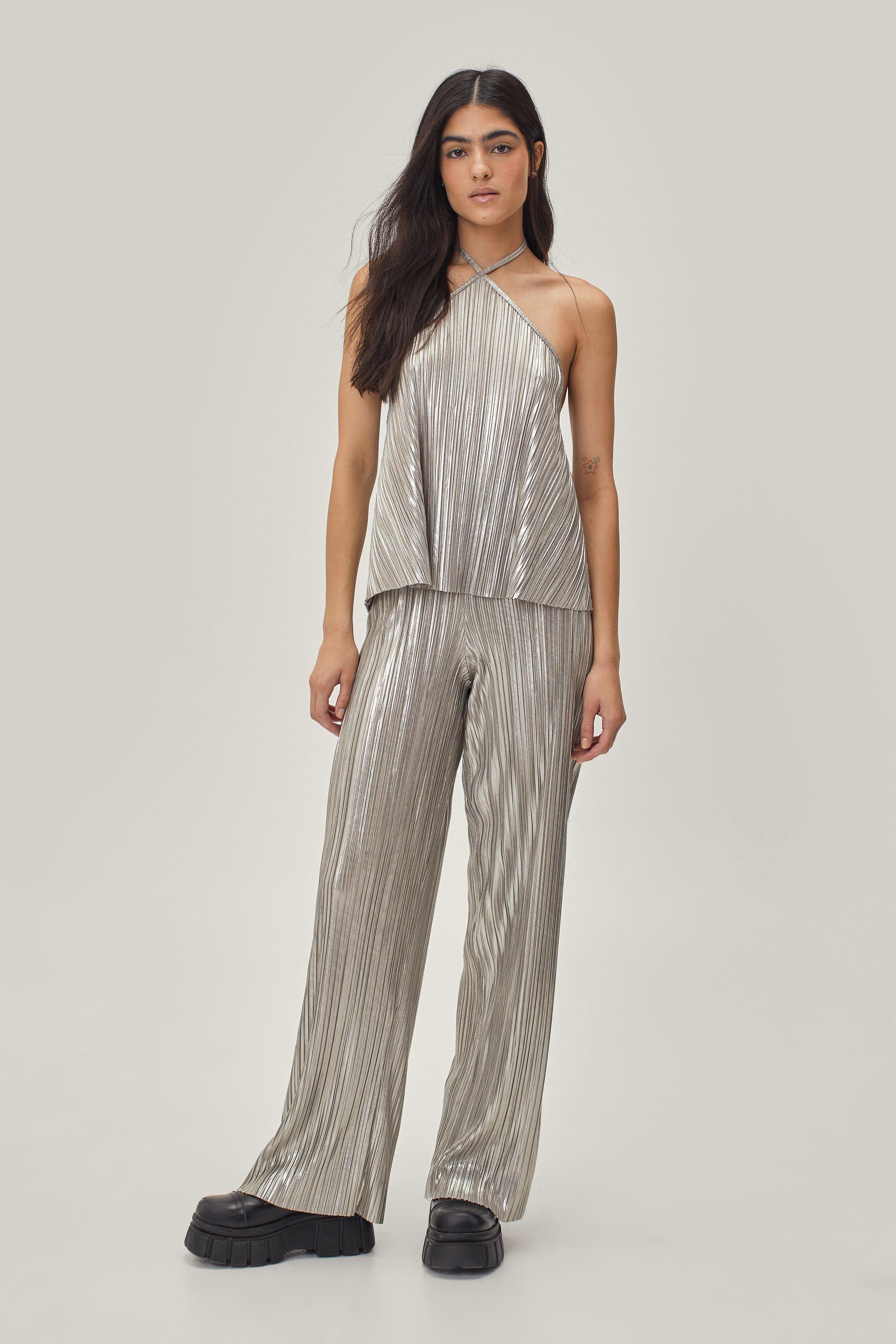 metallic palazzo pants