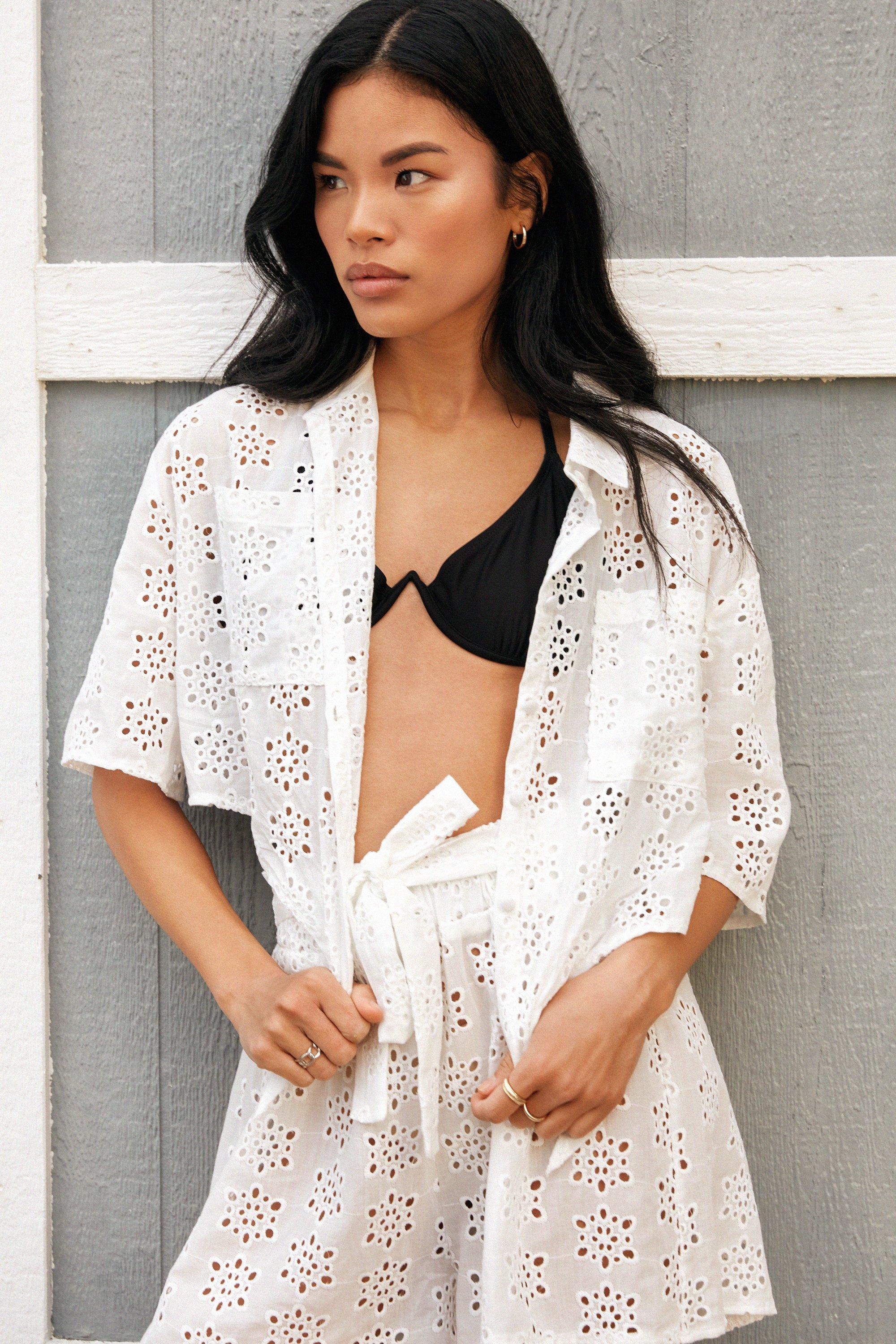 Cotton shirt store beach cover up