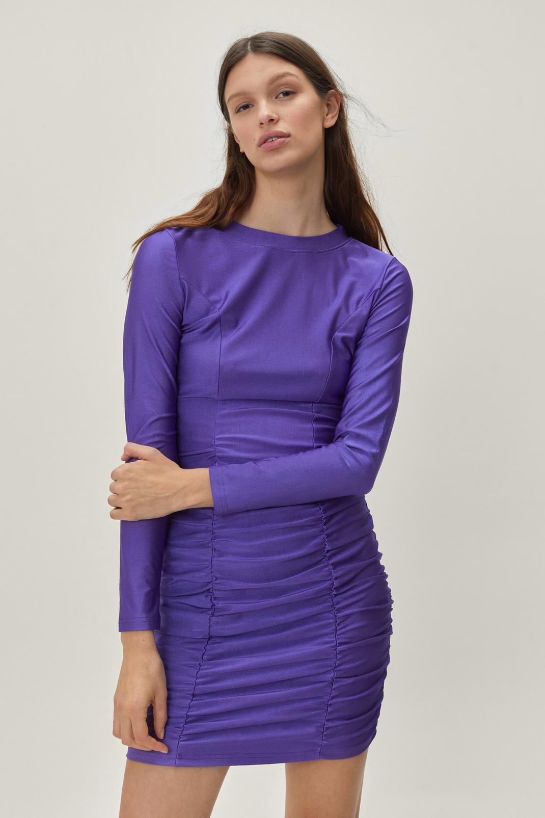 Cobalt Slinky Ruched Front Mini Dress image number 1