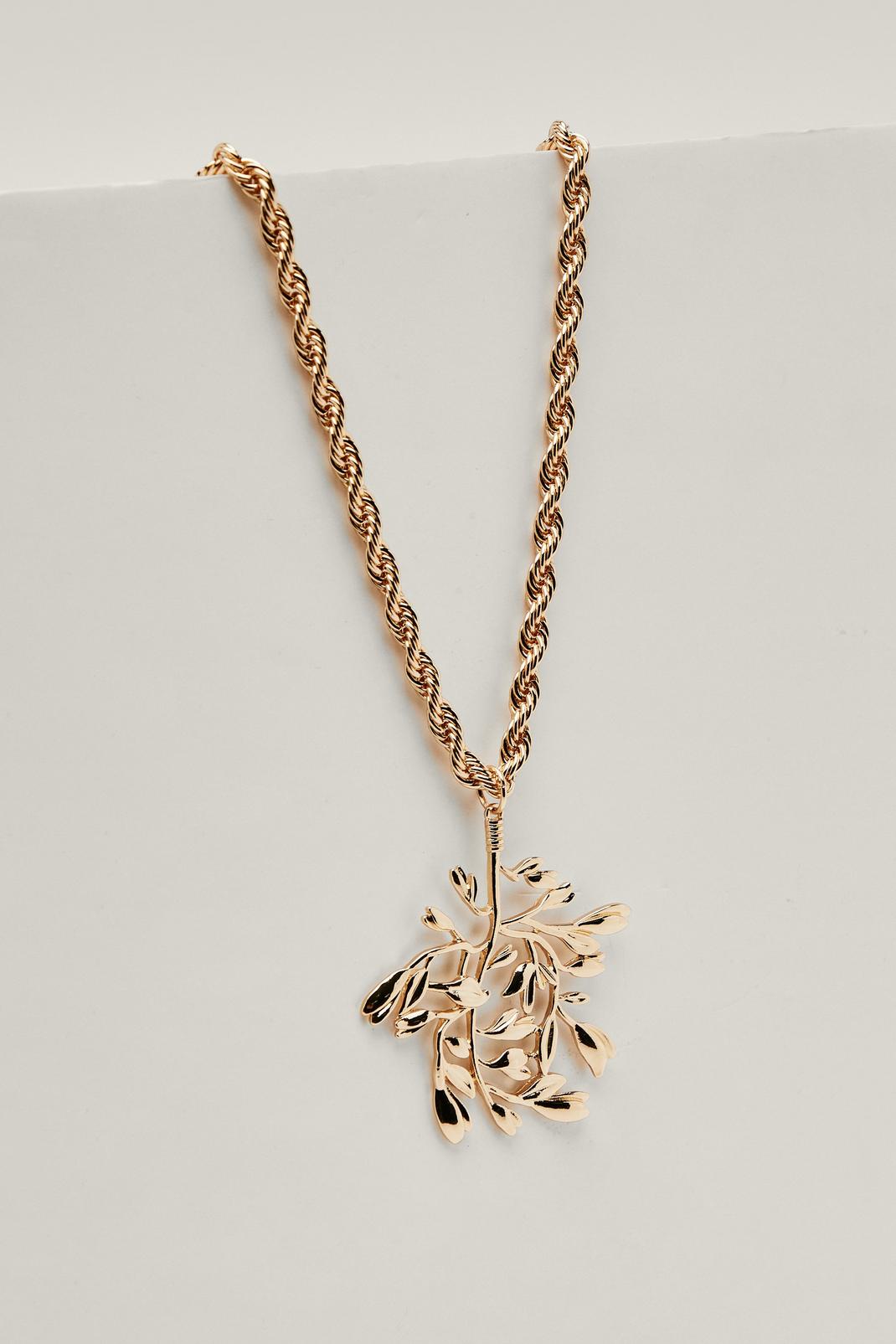 Gold Tree Statement Necklace image number 1