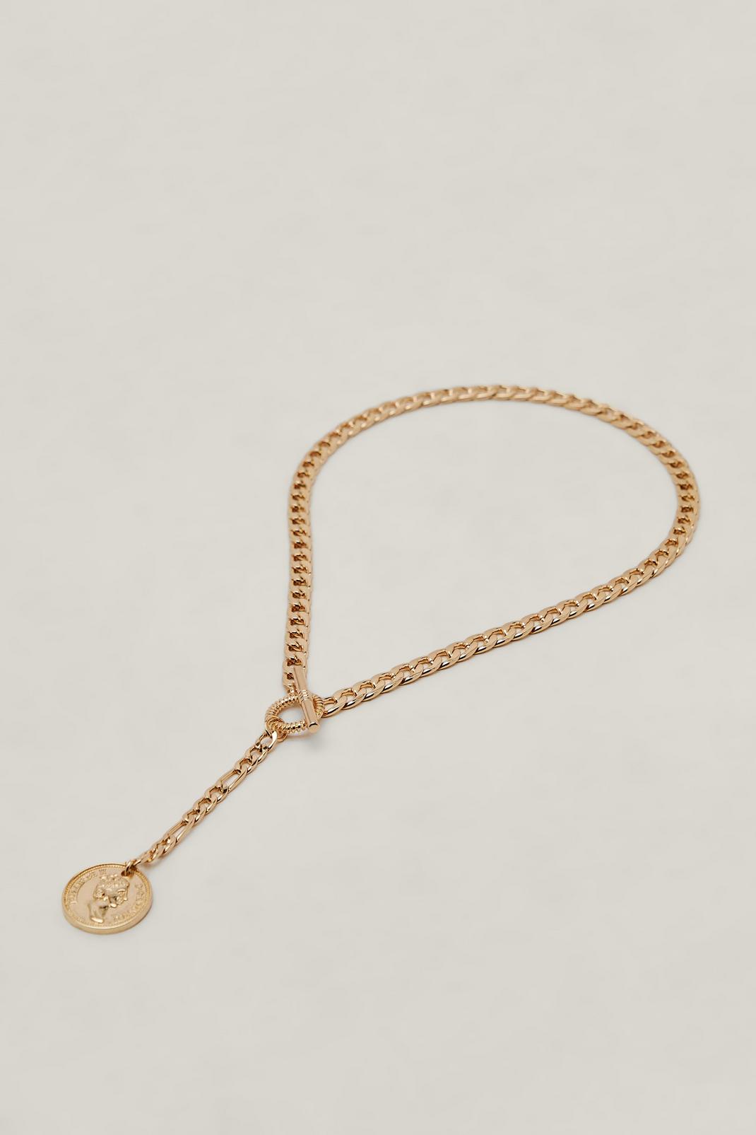Gold Drop Coin Necklace image number 1
