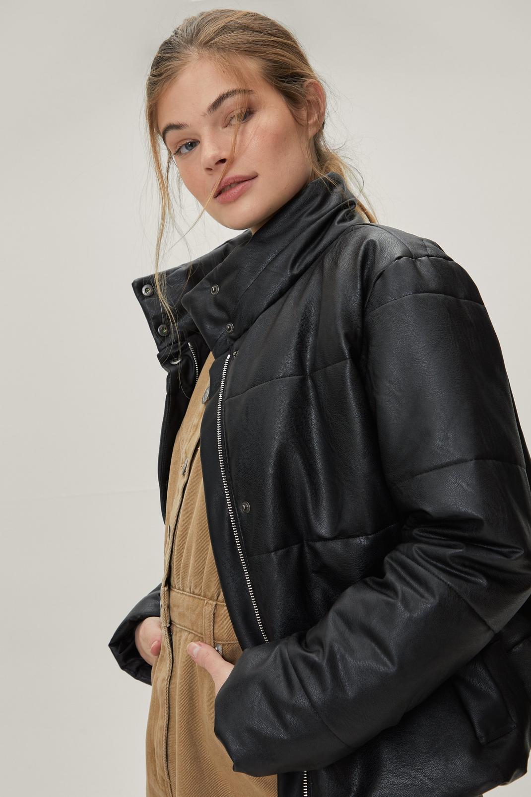 105 Faux Leather Padded Jacket image number 1
