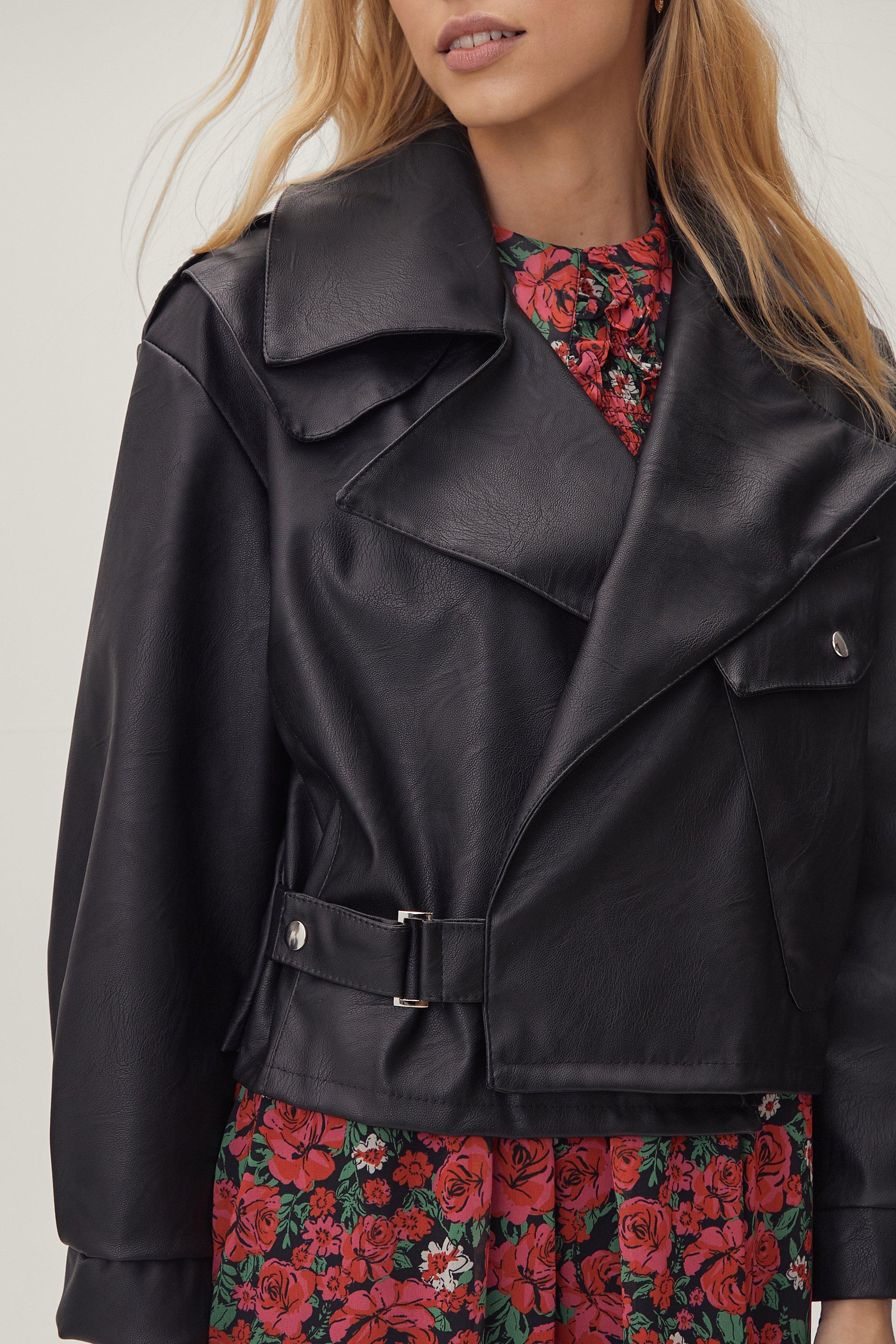 Faux Leather Pocket Detail Oversized Jacket | Nasty Gal