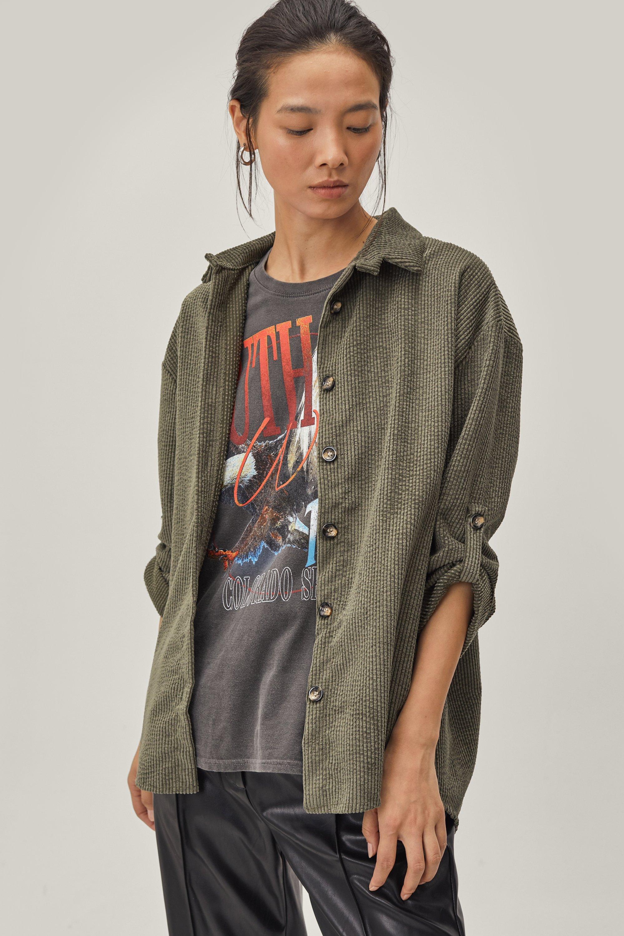 Chemise oversize en velours cotele