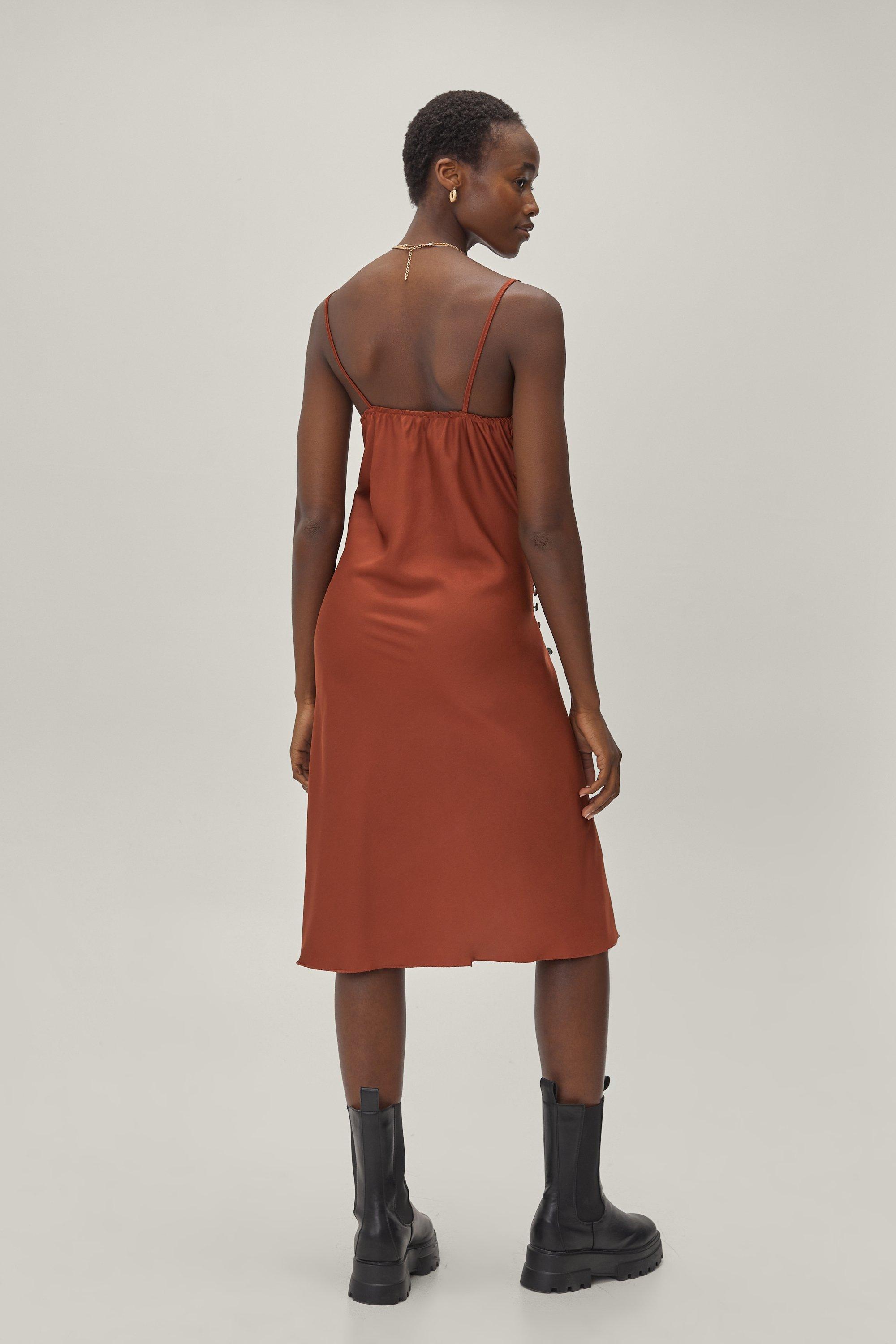 Rust midi 2024 slip dress