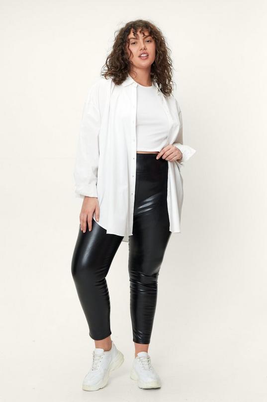 Plus Size High Waisted Faux Leather Leggings | Nasty Gal