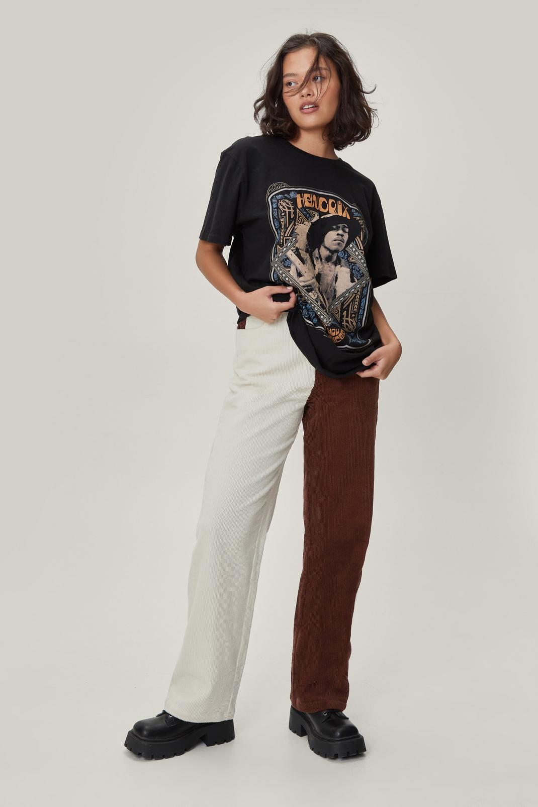 Pantalon en velours côtelé bicolore - Petite, Cream image number 1