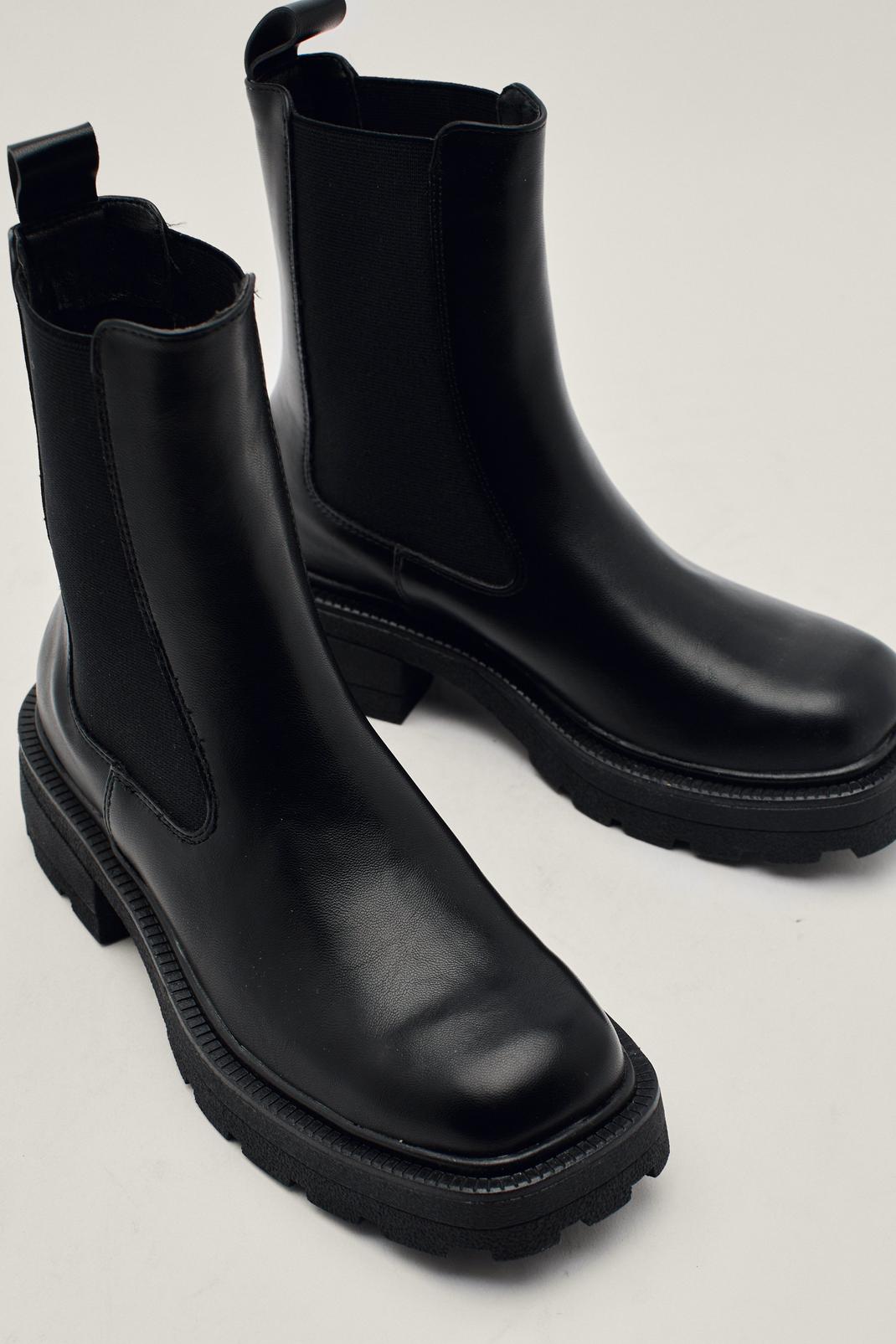 105 Faux Leather Cleated Chelsea Boots image number 2