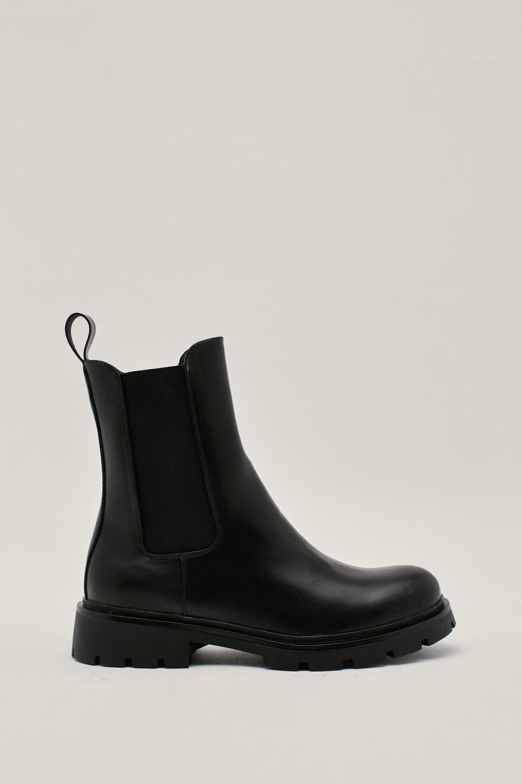 Black Grained Faux Leather Chelsea Boots image number 1