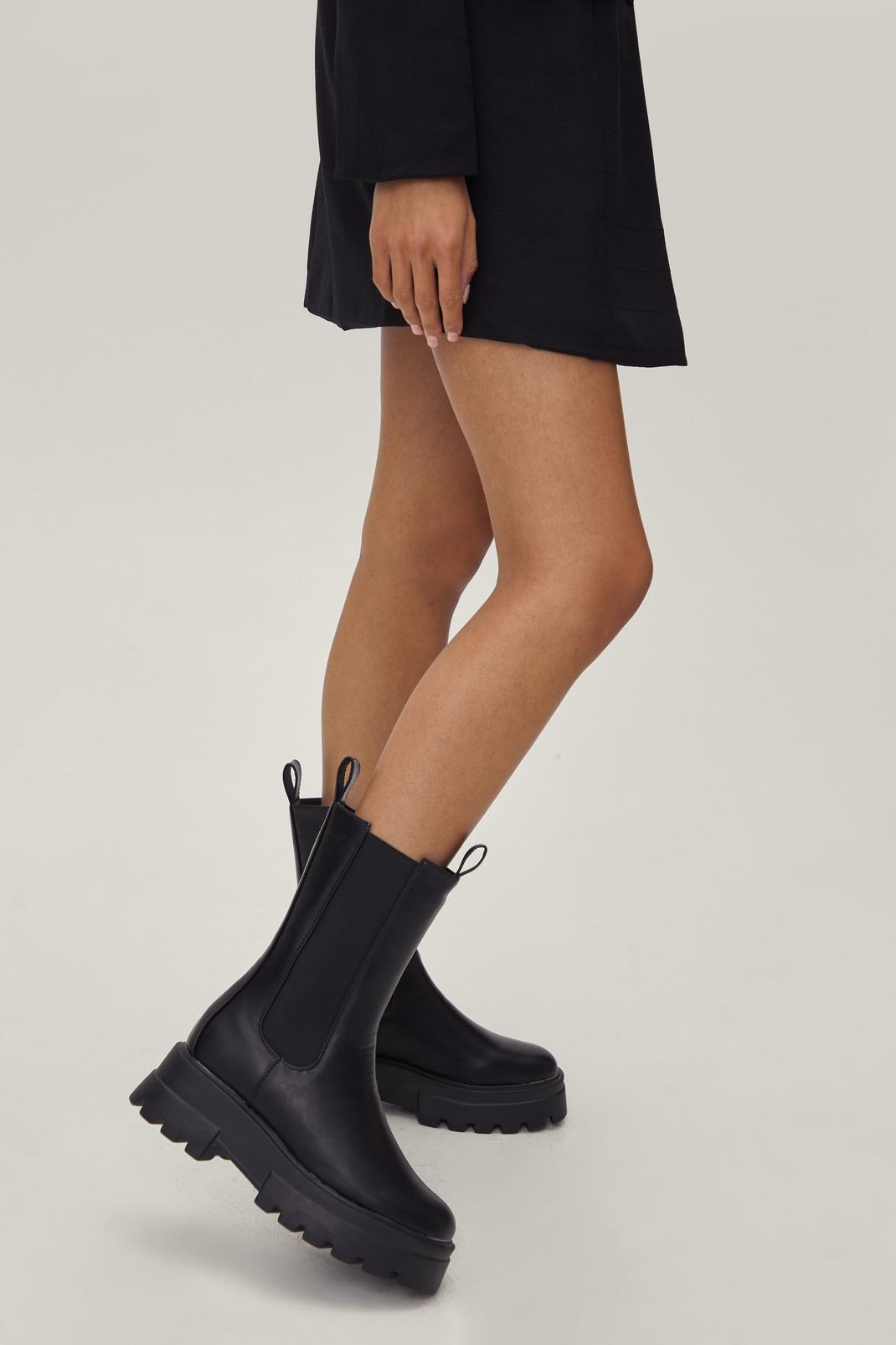 Black Wf Faux Leather Chunky Tab Chelsea Boots image number 1