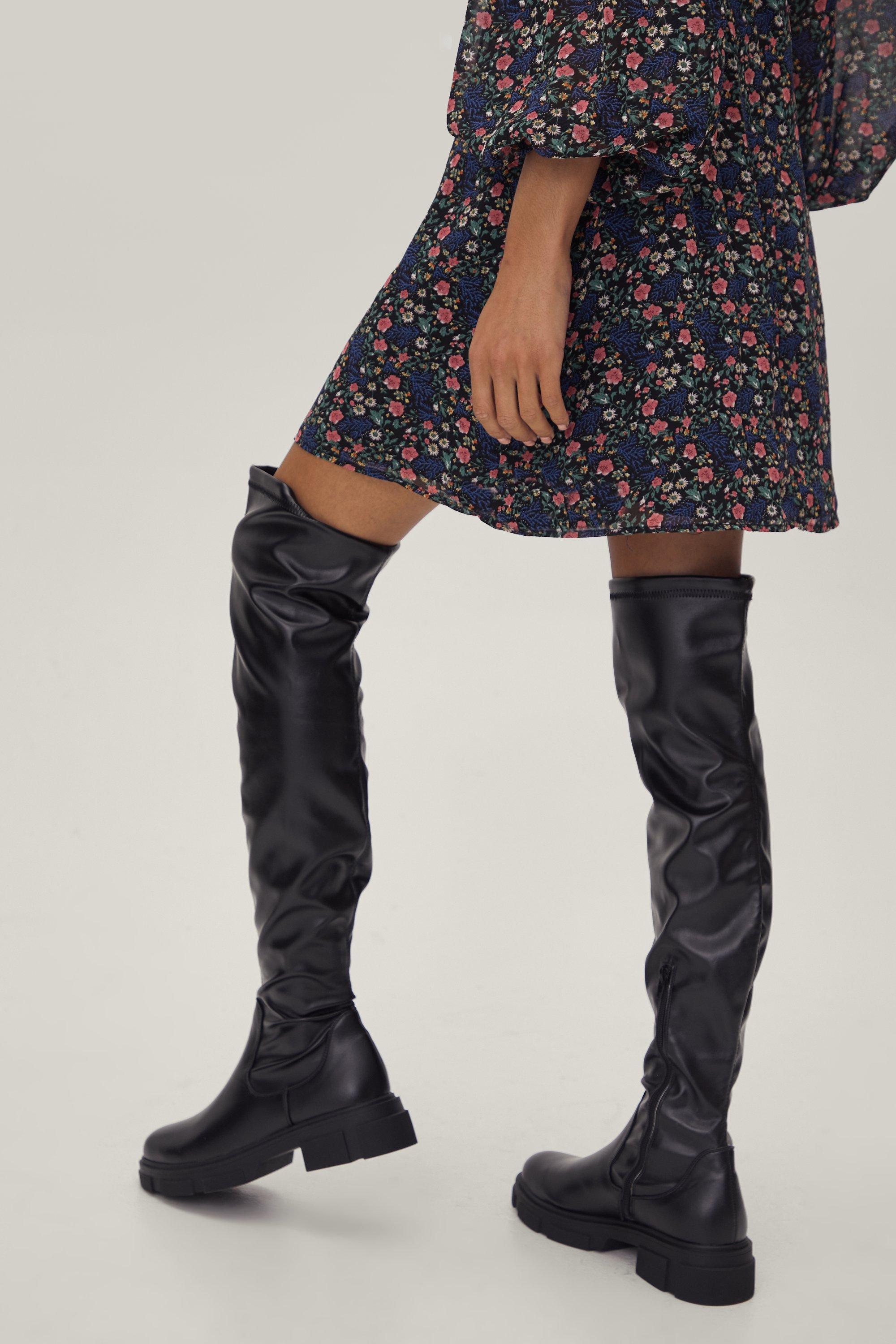 Cleated sole over the knee sale boots