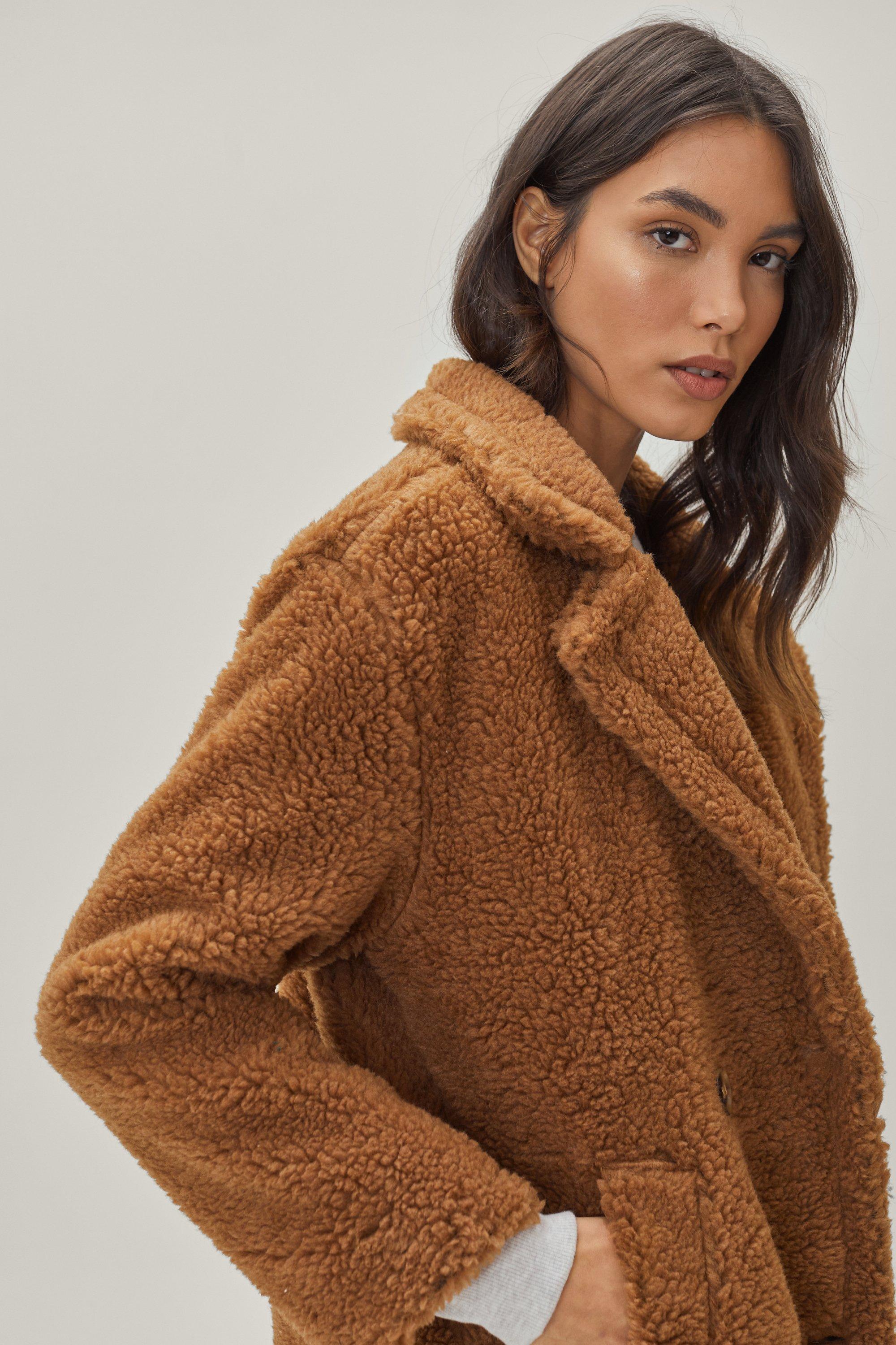 nasty gal teddy bear coat