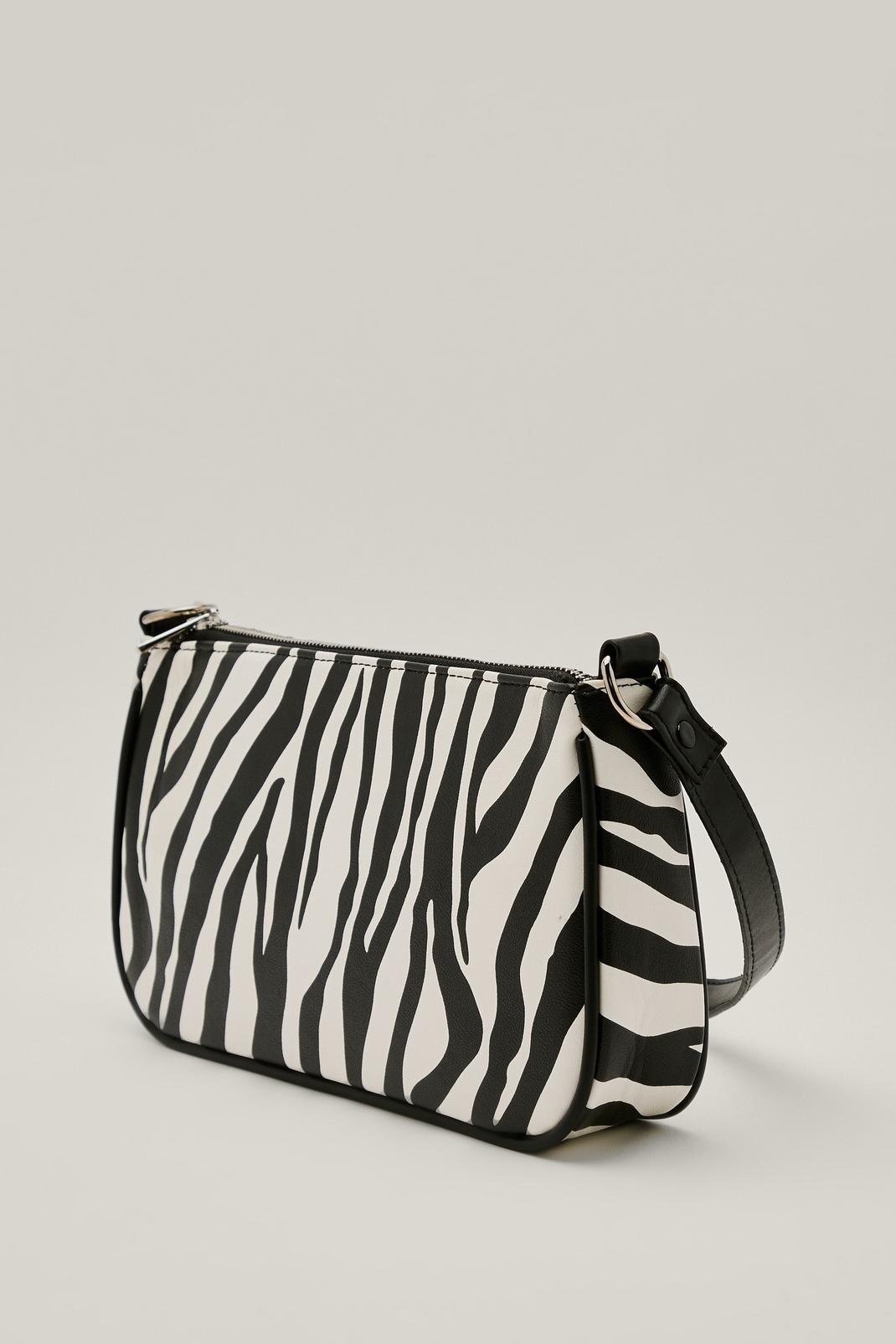 105 Faux Ponyhair Zebra Print Shoulder Bag image number 2