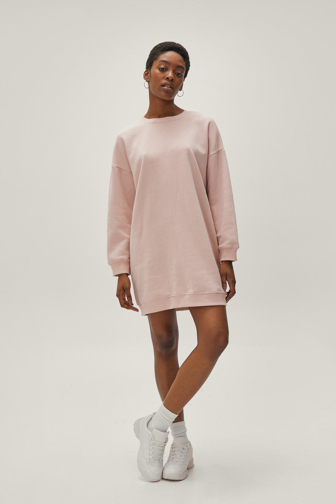 Robe sweat oversize à col montant, Blush image number 1