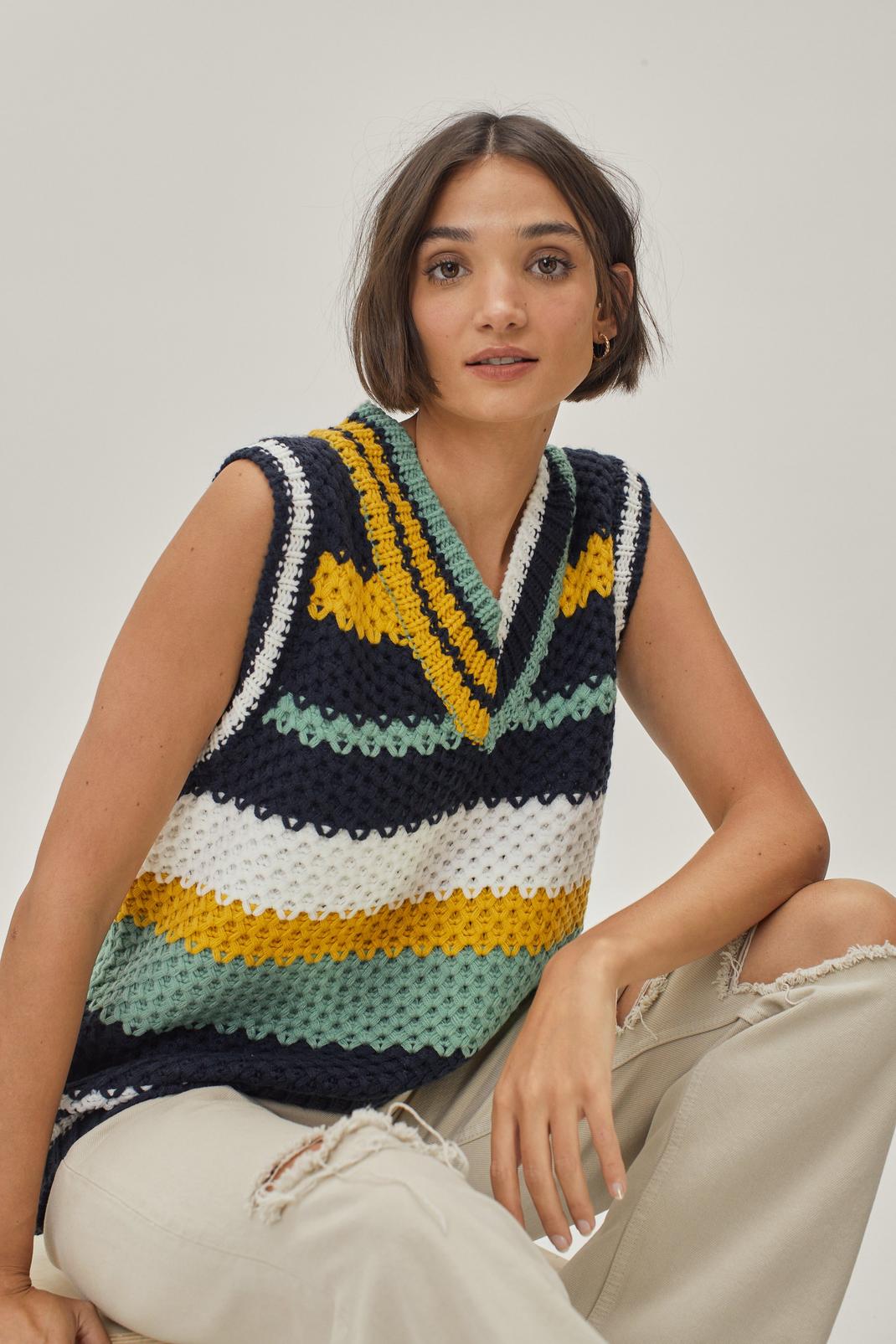 148 Stripe Knitted Sweater Vest image number 1