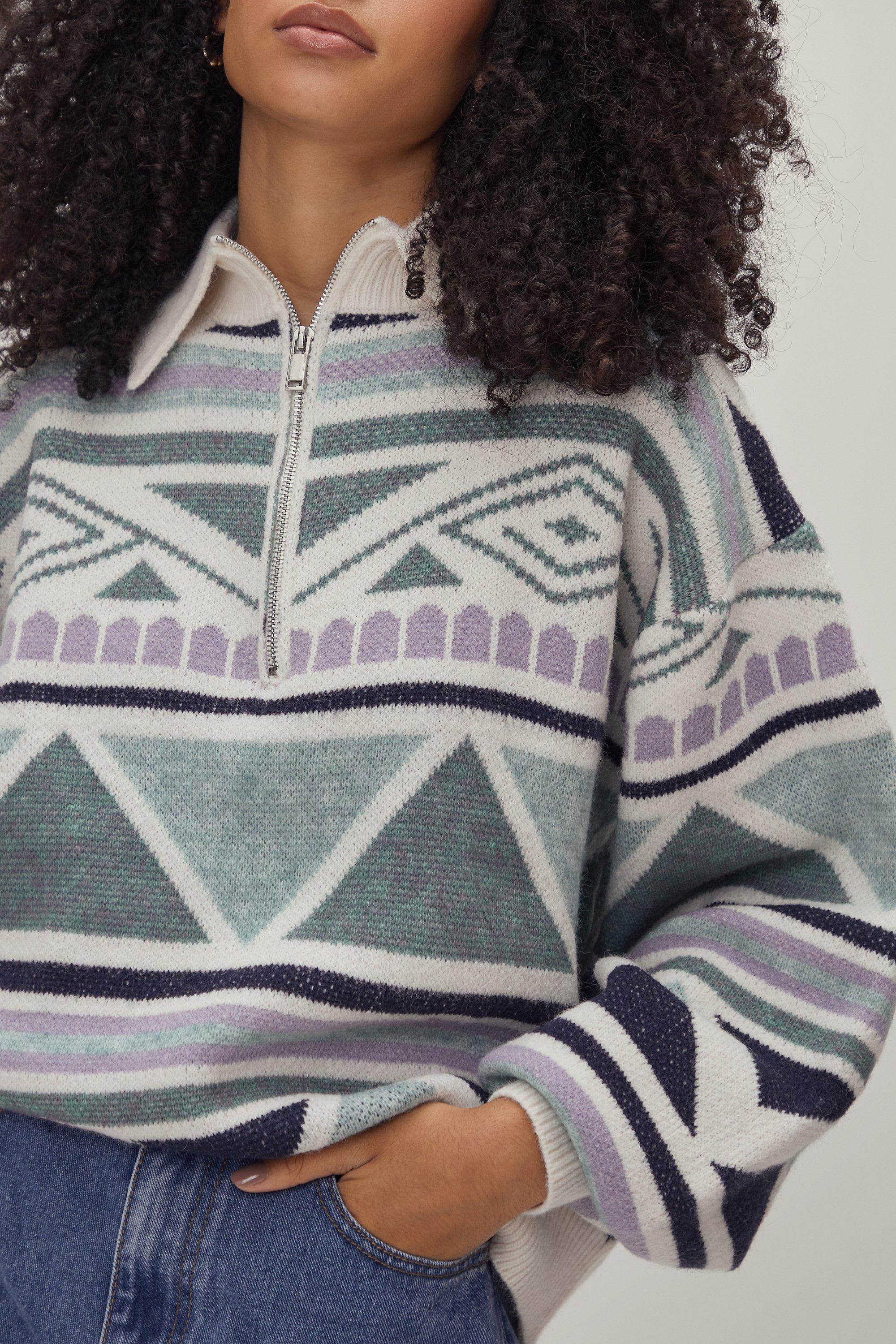 Aztec print sweater on sale women's