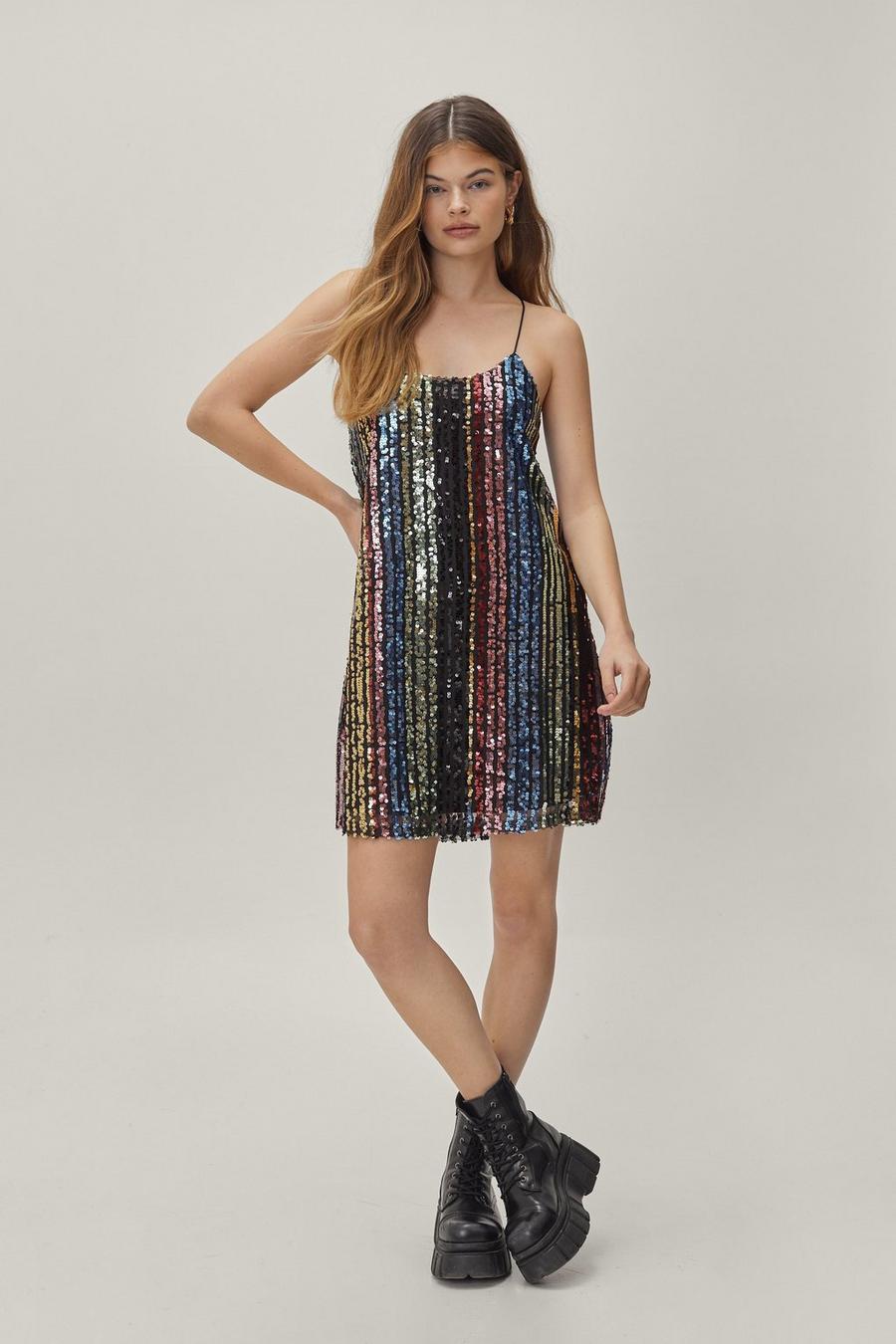 Sequin Stripe Cami Mini Dress