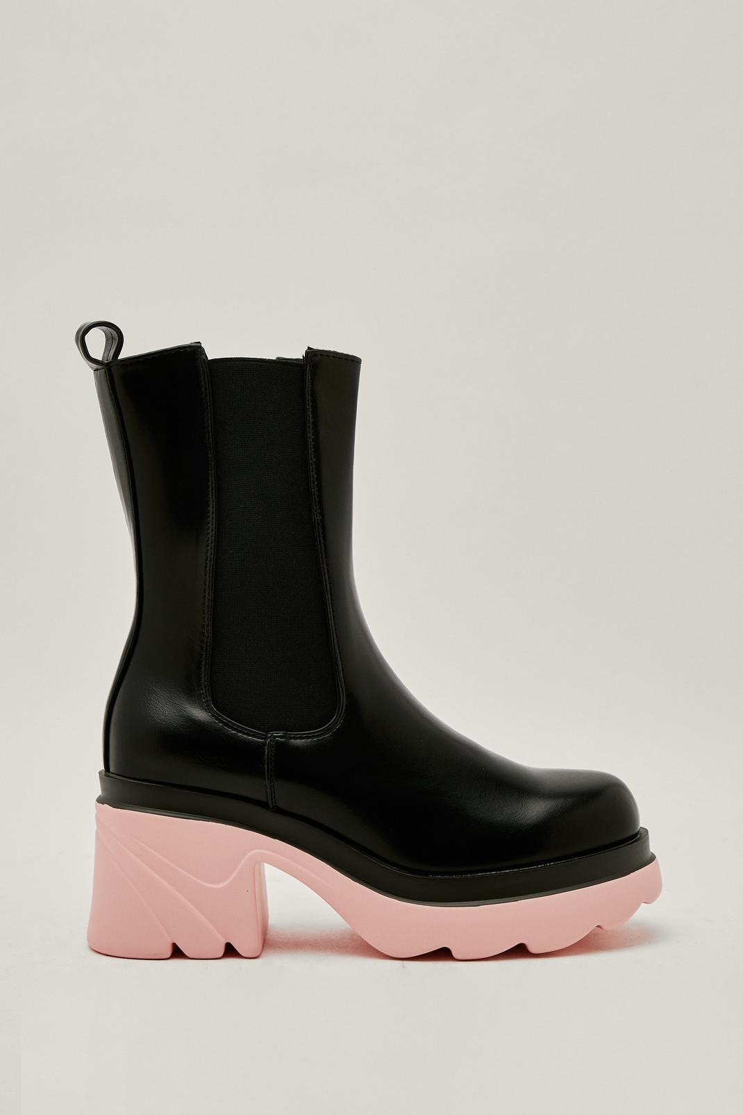 155 Contrast Cleated Heeled Chelsea Boots image number 2