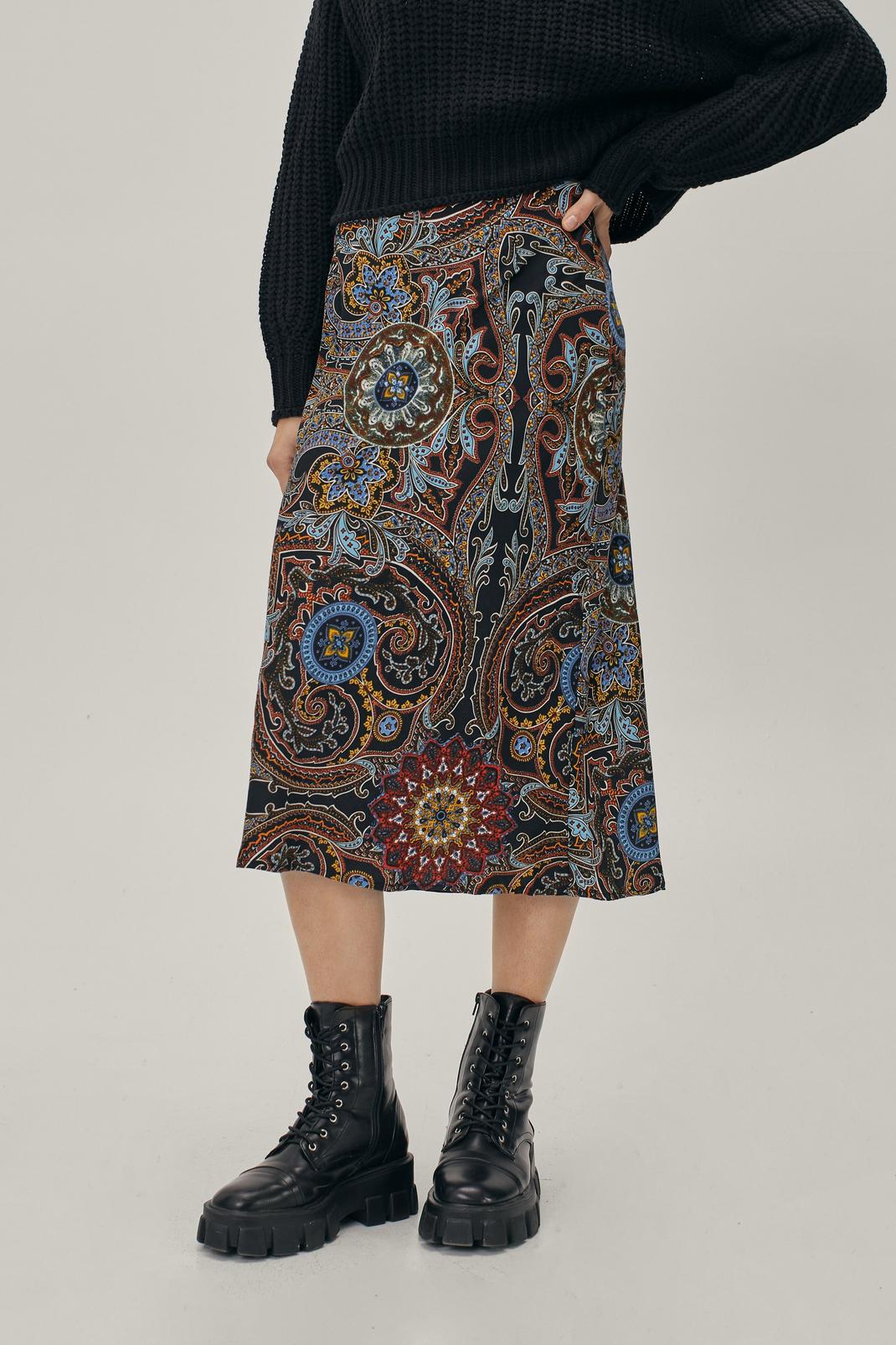 105 Black Paisley Midi Skirt image number 2