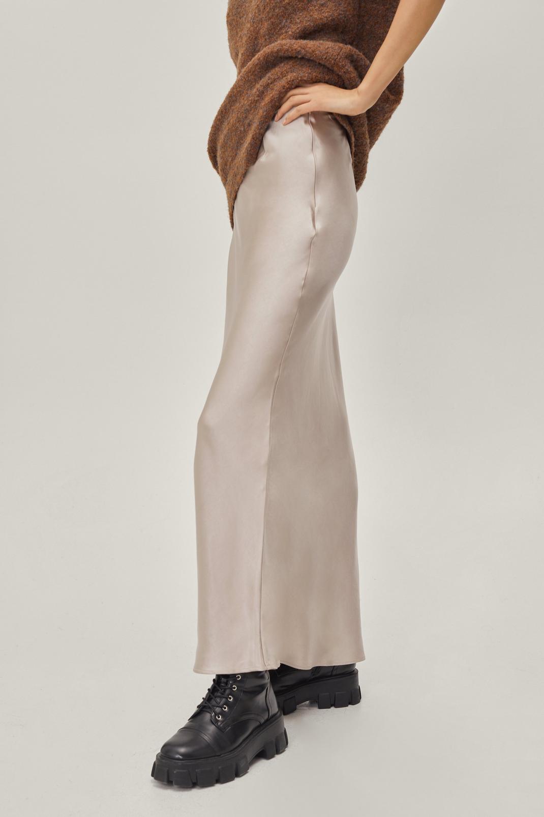 184 Champagne Satin Maxi Skirt image number 2