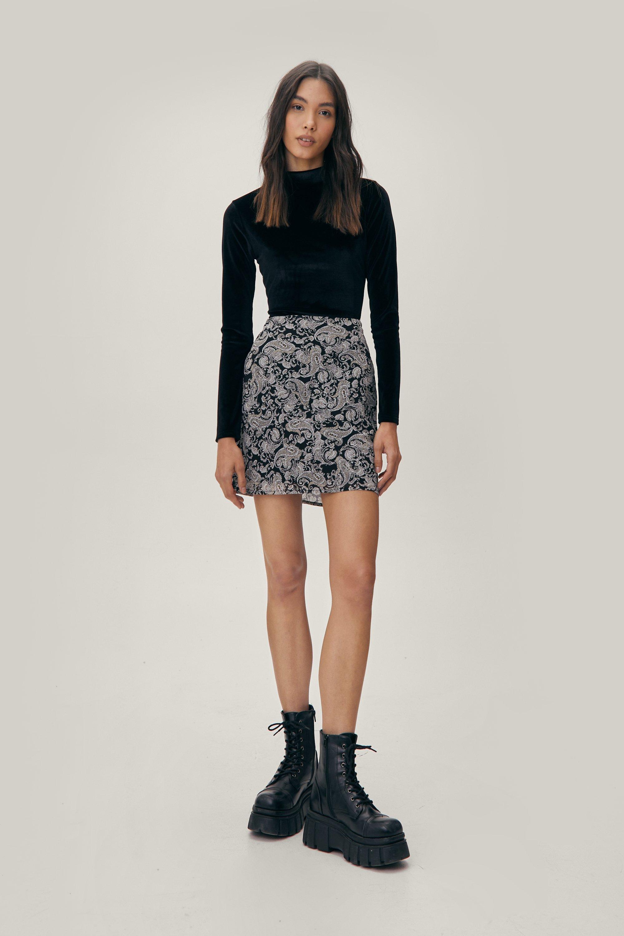 black and white paisley skirt