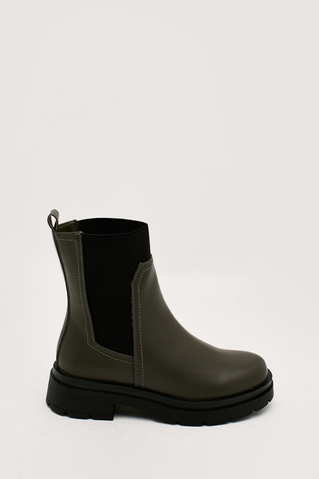 Khaki Exposed Gusset Chelsea Boots image number 1