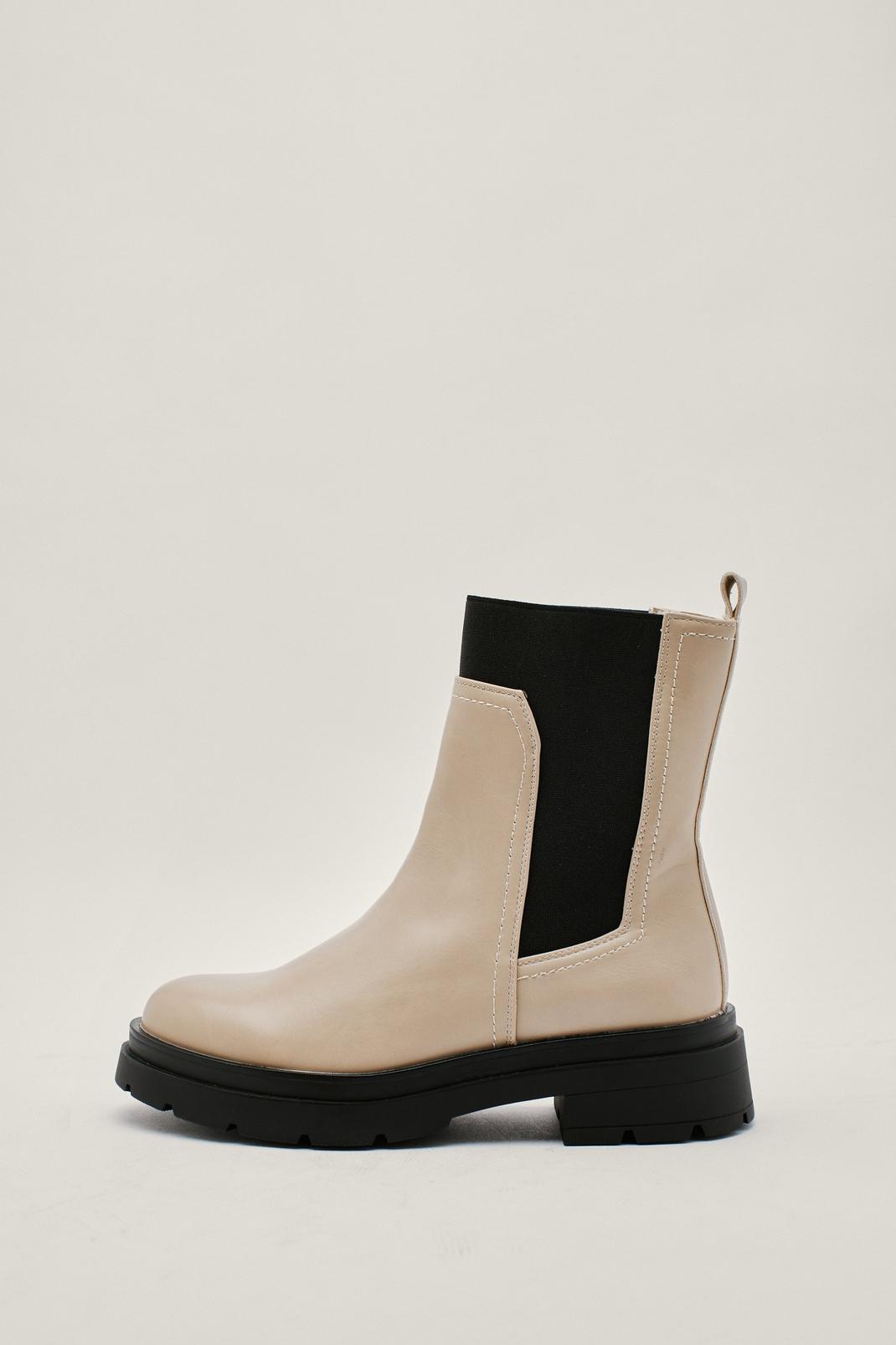 Beige Exposed Gusset Chelsea Boots image number 1