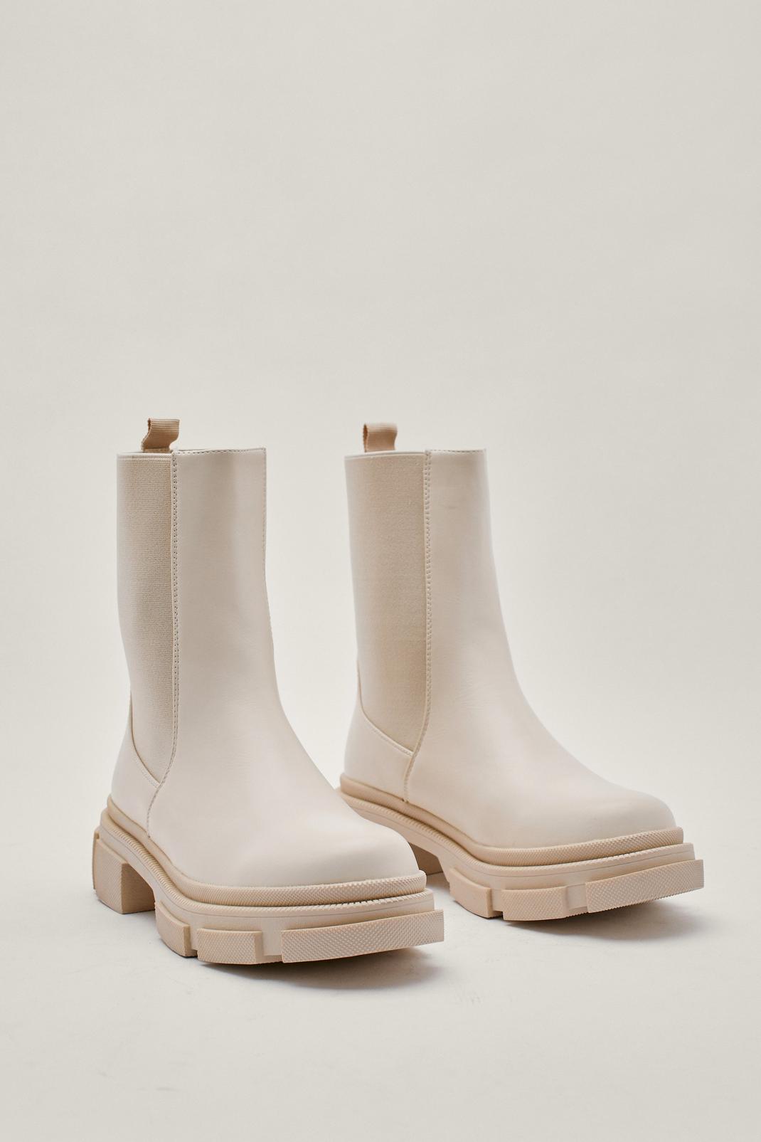 Beige Exposed Gusset Chunky Chelsea Boot image number 1